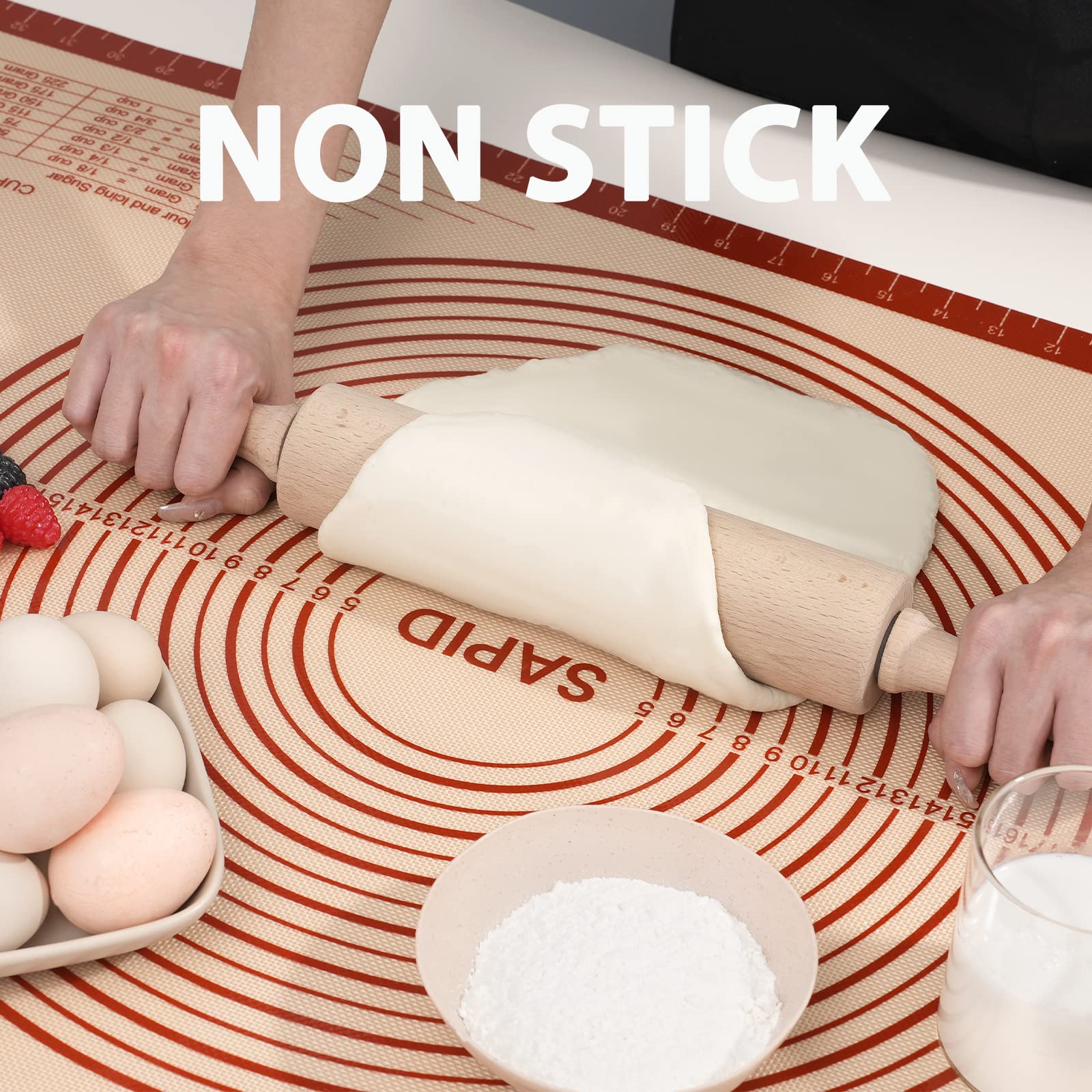Extra Thick Non-Slip Silicone Baking Mat with Measurements - 16