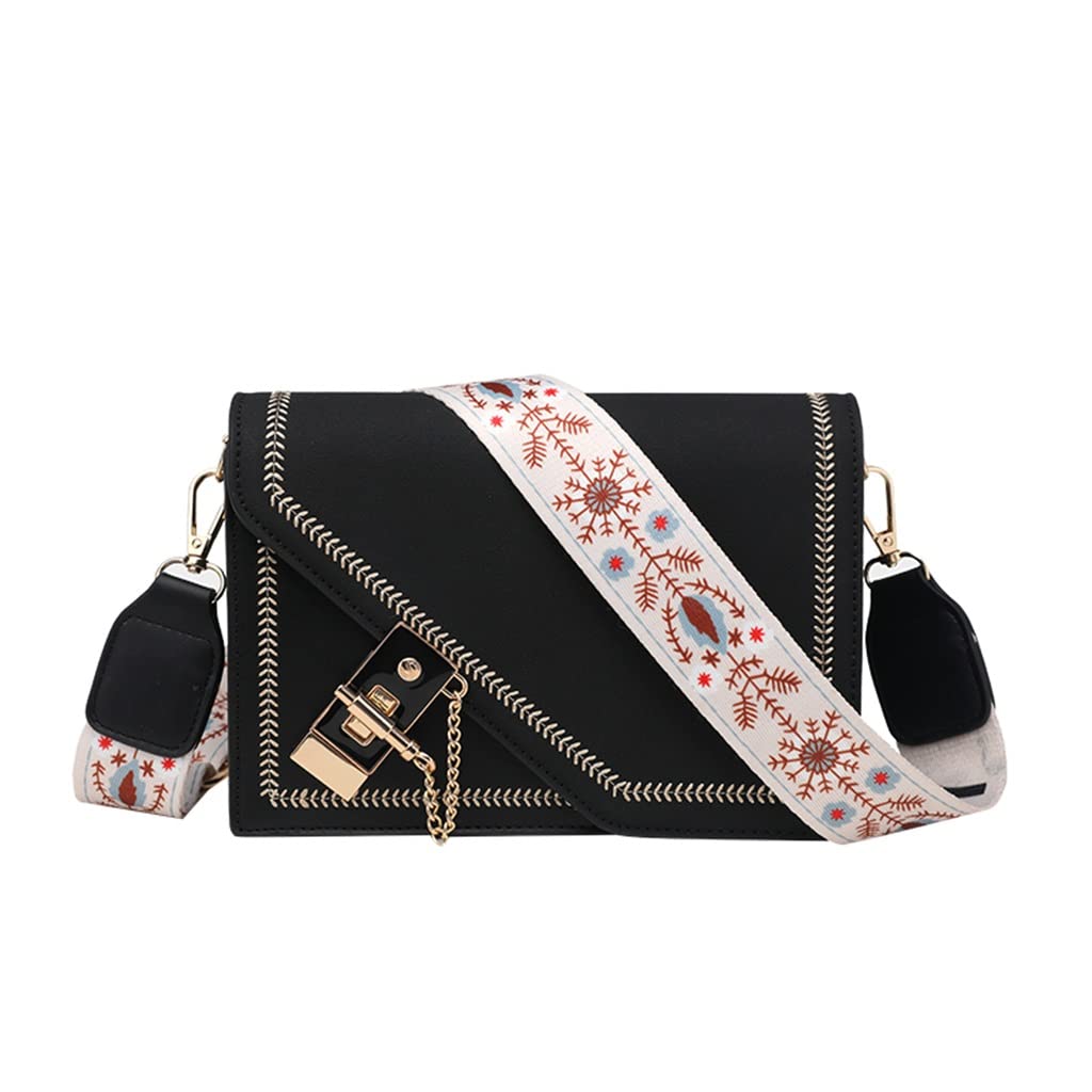 Women's Small Crossbody Bag - Lightweight PU Leather Messenger Purse with Flap Closure, Fashionable Shoulder Handbag for Daily Use, Work, Travel & Shopping (Black, One Size)