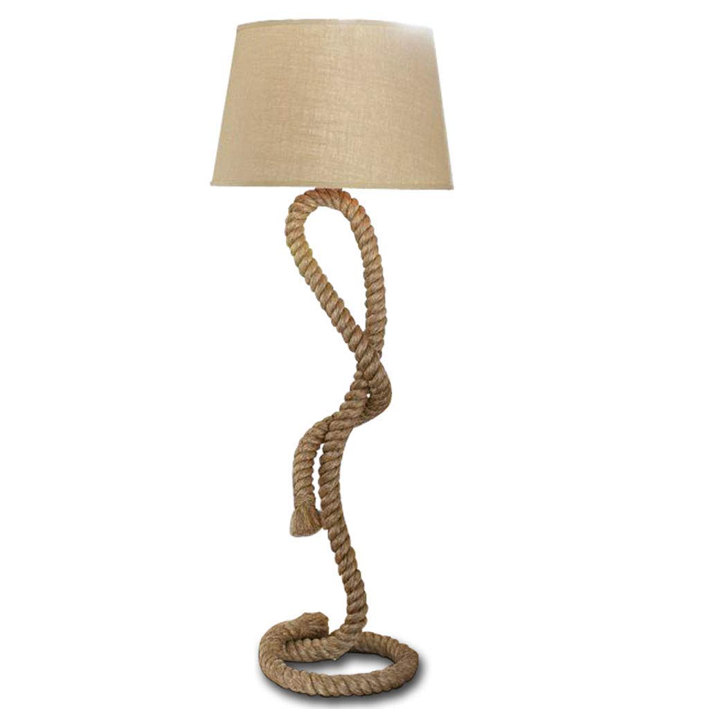 ZCYXQR American Country Style Hemp Rope Floor Lamp - Vintage Tall Standing Light for Living Room, Bedroom, Dining Room & Bar - Perfect for Cozy Farmhouse Decor & Ambient Lighting