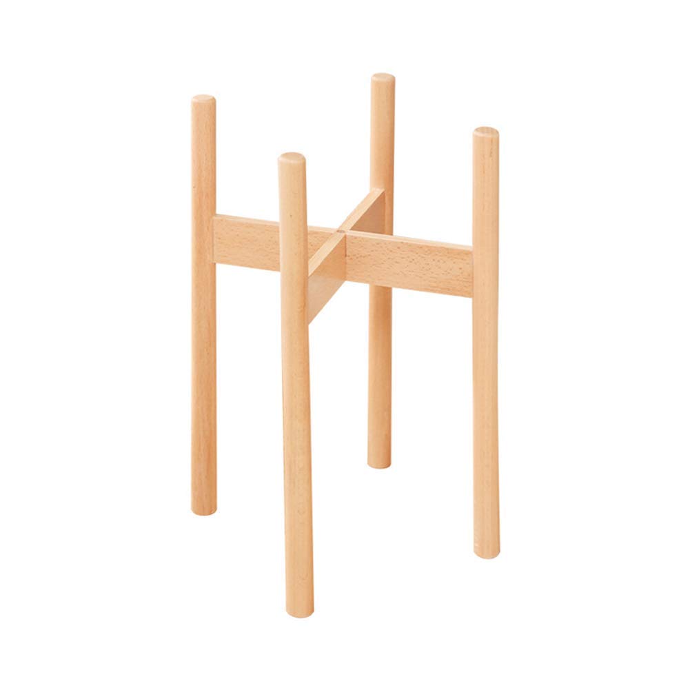 Mid Century Modern Wood Plant Stand - Indoor Outdoor Flower Pot Holder - 11x6 Inch Natural Wooden Display Rack for Home Decor - Perfect for Living Room, Patio, Balcony & Garden Decorations