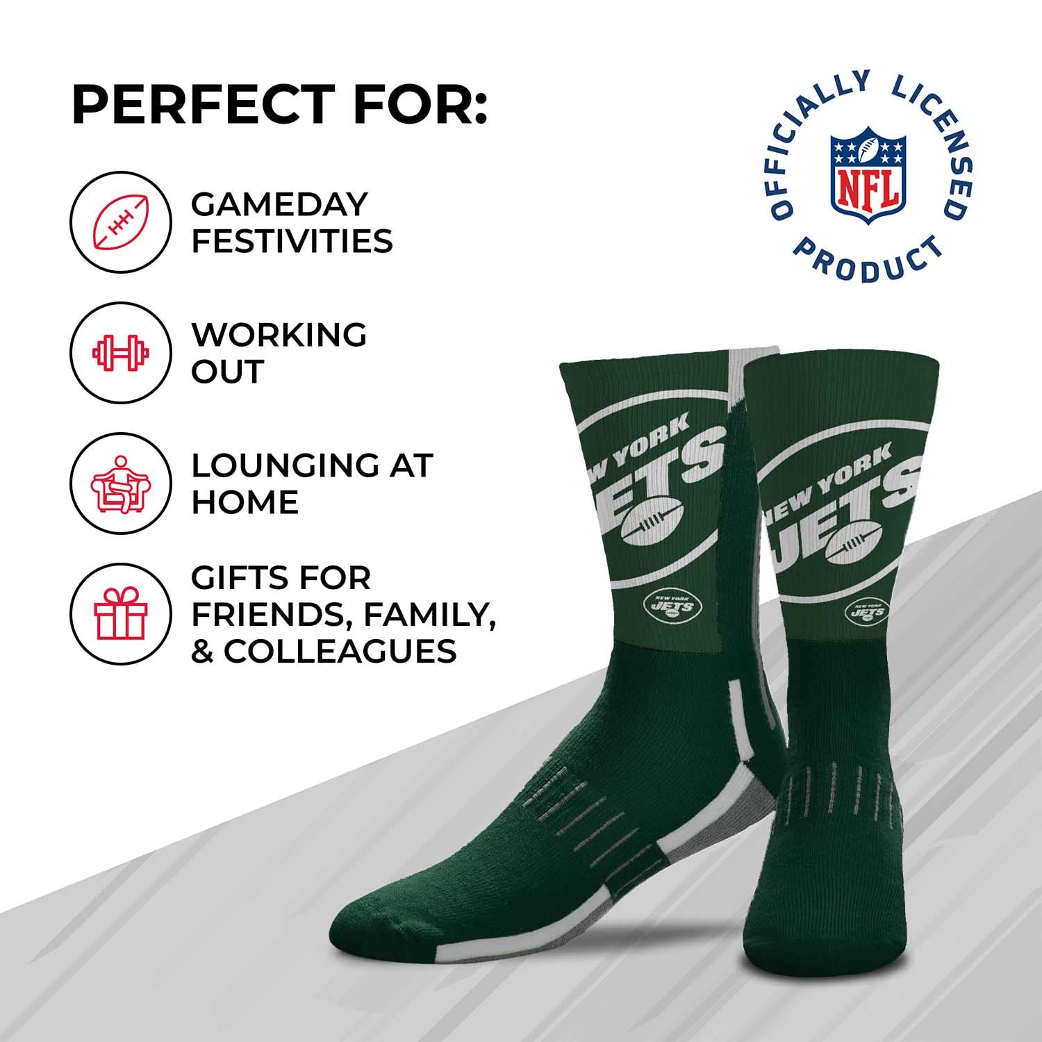NFL Team Logo Adult Crew Socks for Men - Machine Washable, Warm & Cold Weather Comfort - Perfect for Game Day, Sports, and Casual Wear