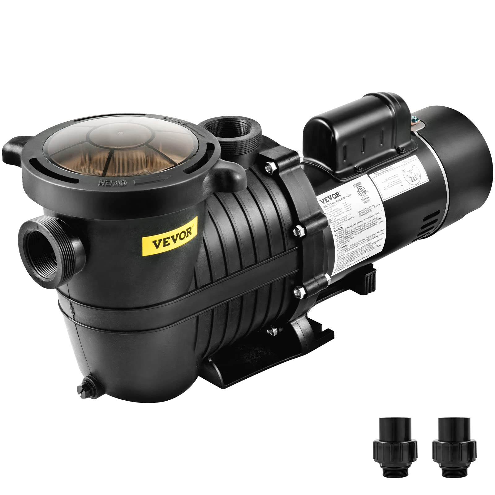 VEVOR 1.5HP 230V 1100W Double Speed Above Ground Pool Pump with Strainer Basket - 5400 GPH Max Flow, ETL Certified | Energy Efficient Swimming Pool Water Circulation for Inground & Above Ground Pools | Perfect for Backyard, Residential & Commercial Pool Maintenance