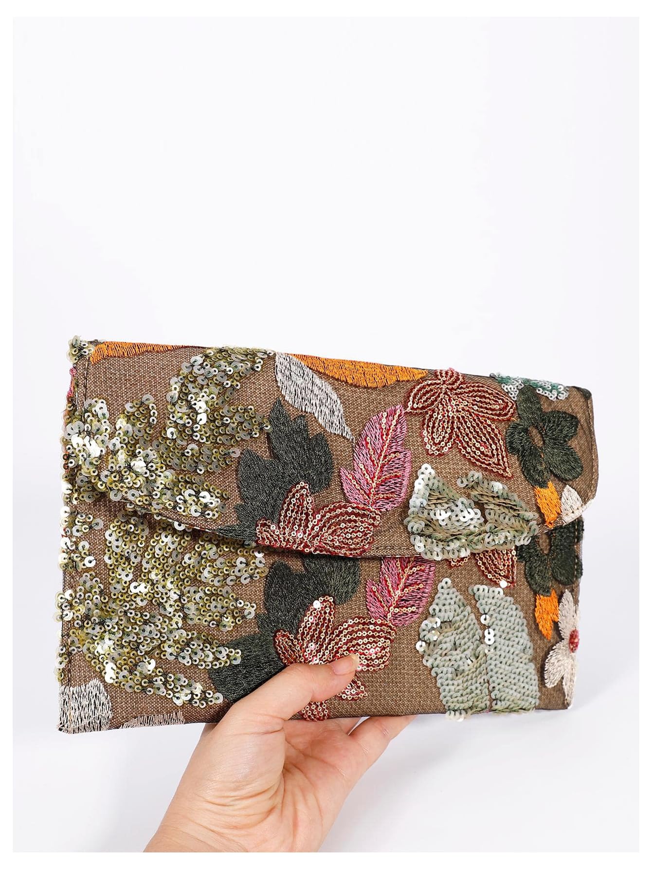 Verdusa Women's Floral Embroidery Sequin Evening Clutch Bag - Elegant Party Purse for Weddings, Prom & Special Occasions | Handmade Beaded Clutch for Formal Events & Night Out