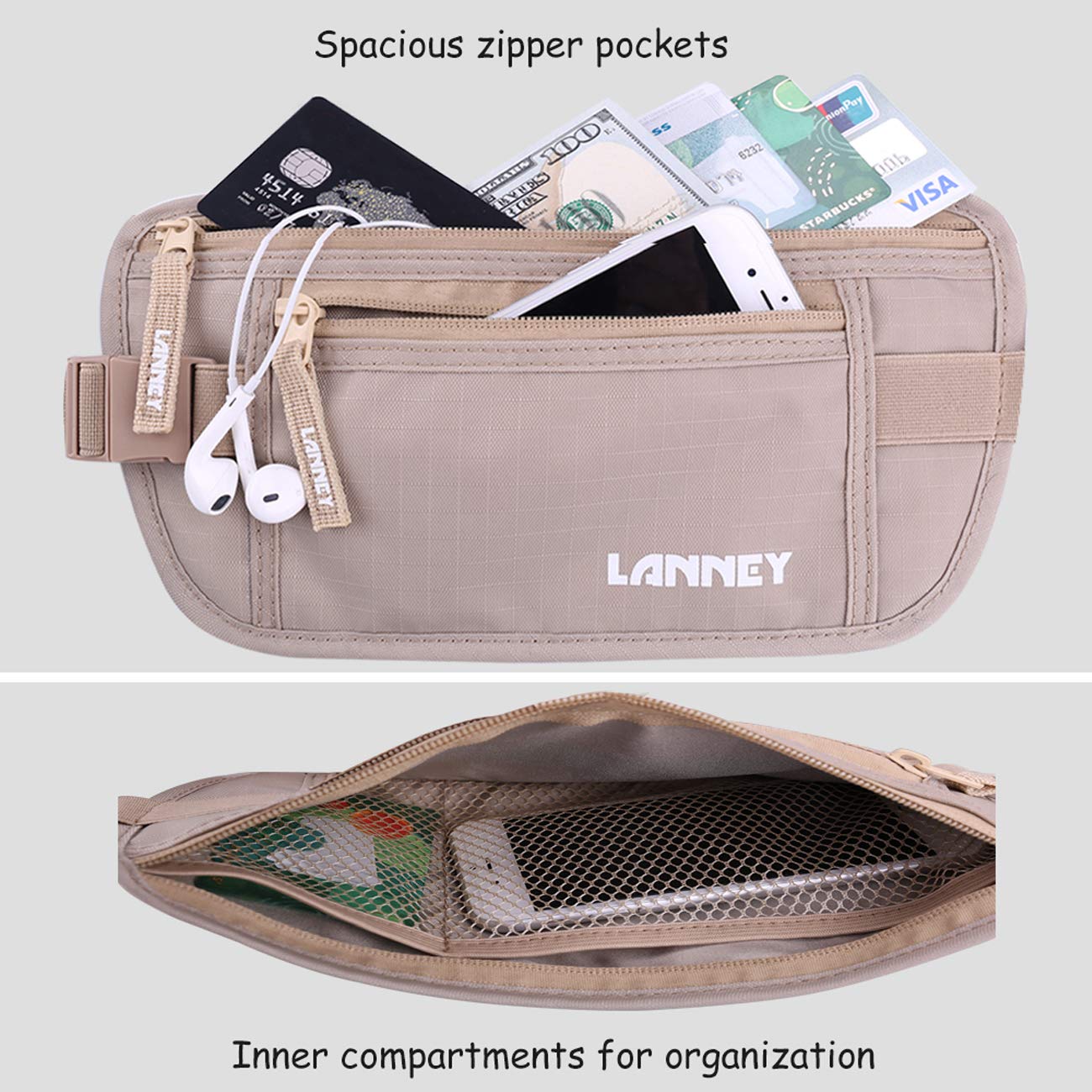 RFID Blocking Money Belt for Travel - Slim Hidden Wallet for Women & Men - Perfect for Airports, Hiking & Secure Travel