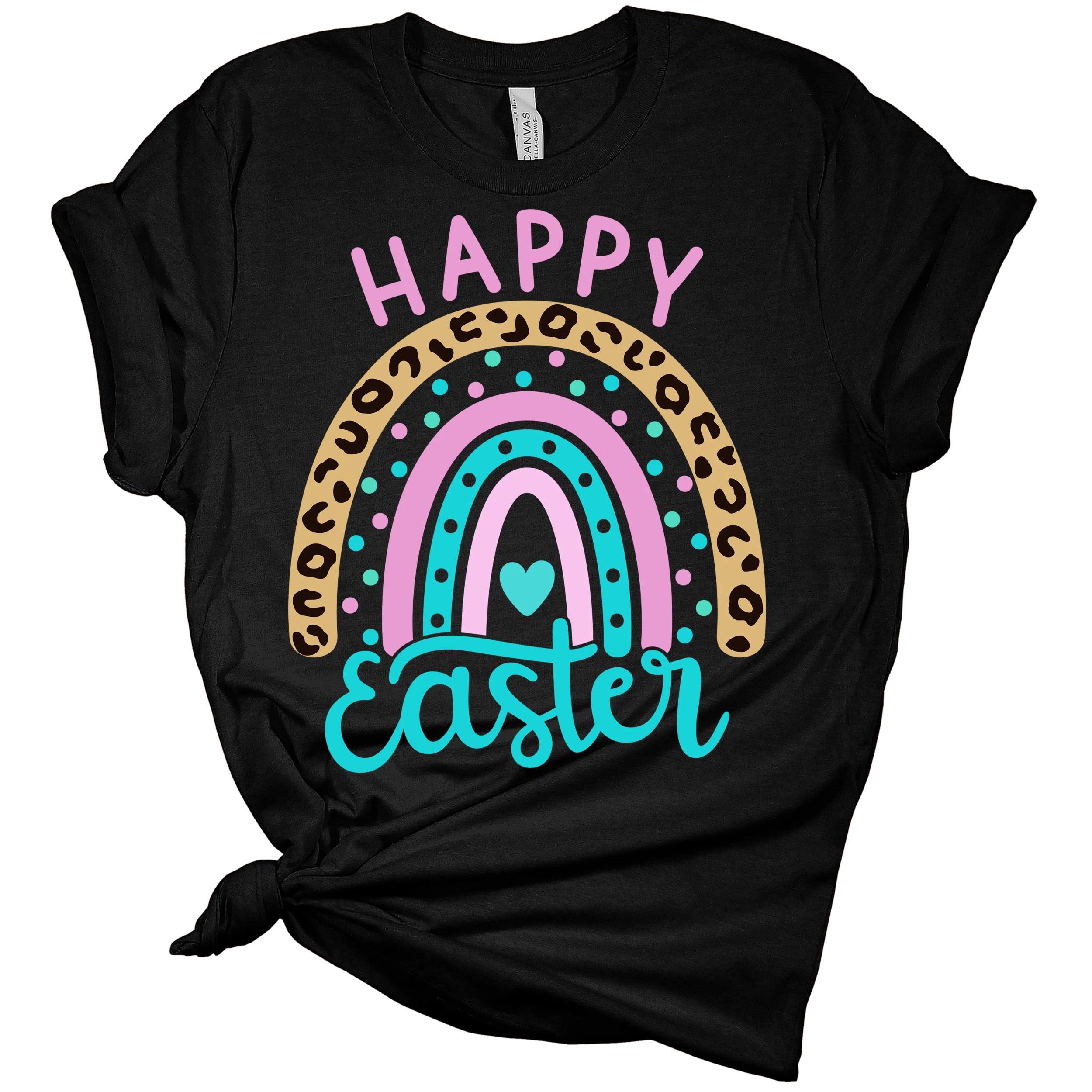 Funny Easter Graphic Tee for Women - Cute Leopard Print T-Shirt - Perfect for Easter Parties, Spring Outfits & Casual Wear