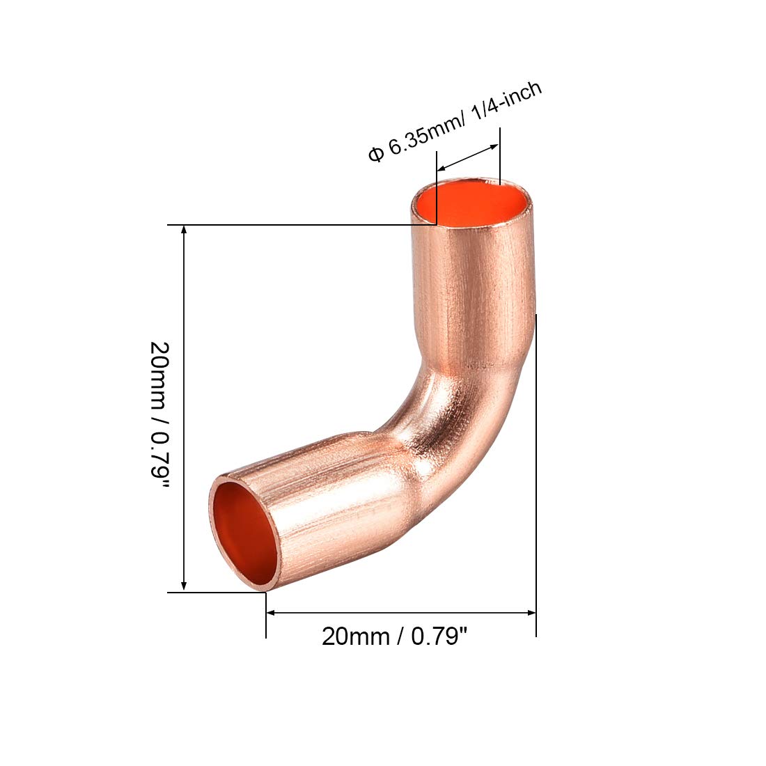 90 Degree Short-Turn Copper Elbow Fitting - 6.35mm ID Plumbing Connector (2 Pack) - Perfect for HVAC, Refrigeration & Water Supply Systems