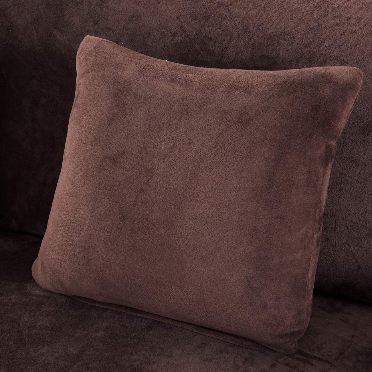 Elastic Stretchable Sofa Covers for 3 Seater Couches - Soft Velvet Fabric, Thick Durable Slipcover in Brown - Perfect for Living Room Furniture Protection & Home Decor Upgrade