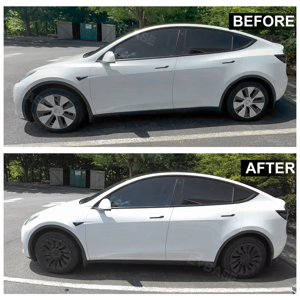 4PCS Tesla Model Y Wheel Caps - Überturbine Style 19-Inch Gemini Wheel Covers in Matte Black | Perfect for Model Y 2020-2023 | Enhance Style & Protect Wheels from Scratches