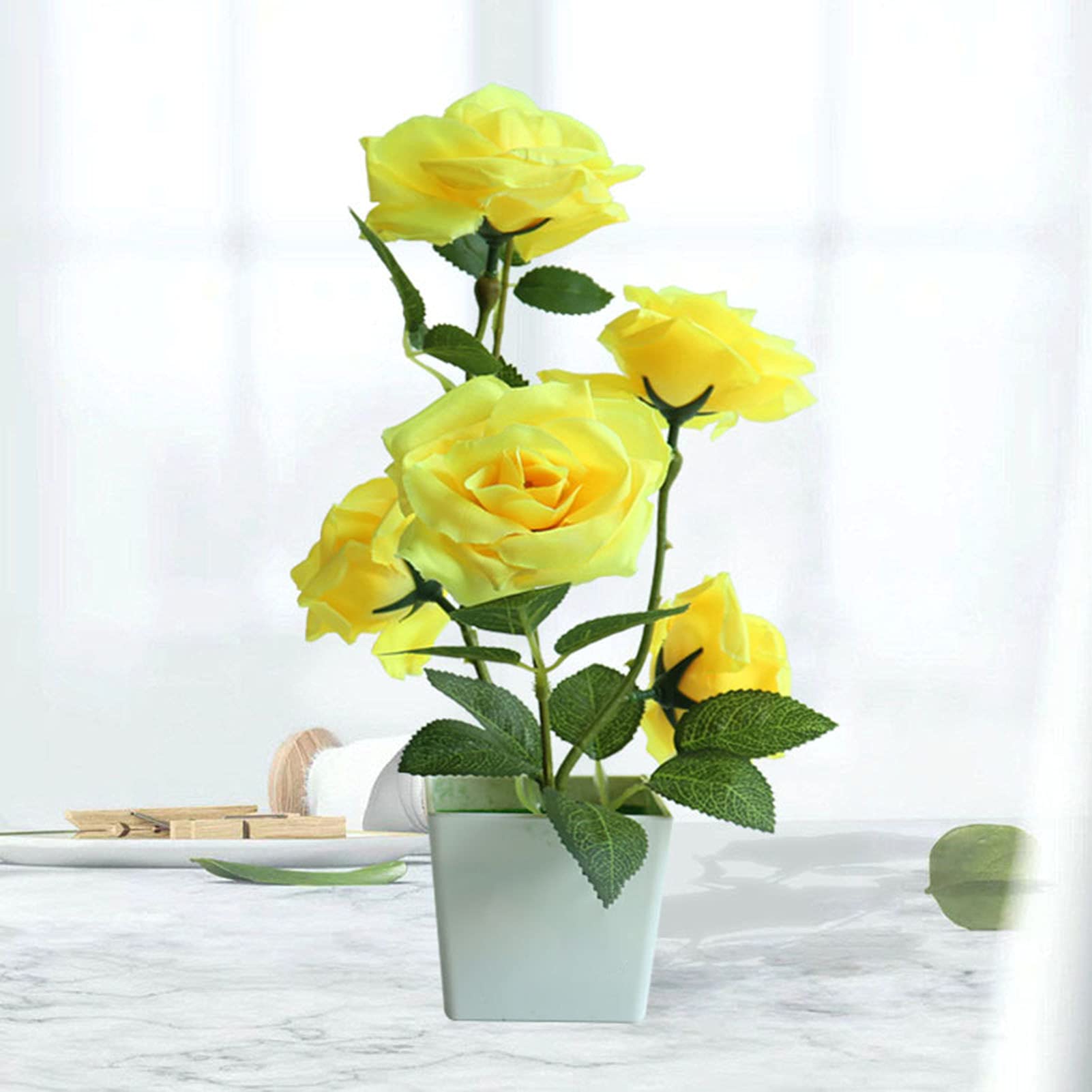 Artificial Rose Plant in Pot - Faux Silk Flower Desktop Decor for Indoor & Outdoor Use | Perfect for Home, Office, Valentine's Day, Mother's Day, Wedding, Anniversary, Party, Graduation, Christmas & Birthday Gifts (Pink) - Elegant Home Decor & Thoughtful Present Idea