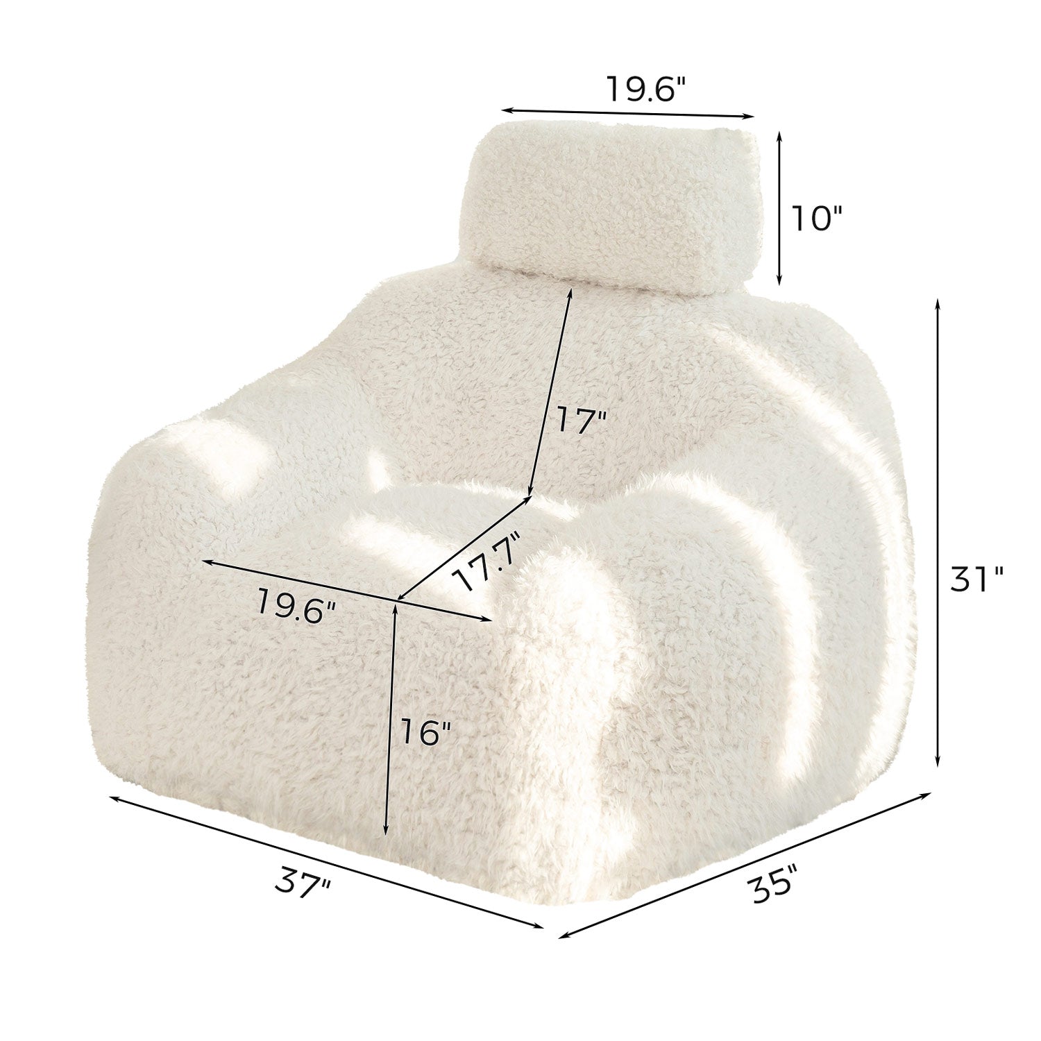 MAXYOYO Fluffy Comfy Large Bean Bag Chair with Pillow - Oversized Memory Foam Lounger for Adults & Teens - Perfect for Reading, Gaming, Movie Nights & Bedroom Relaxation - Beige