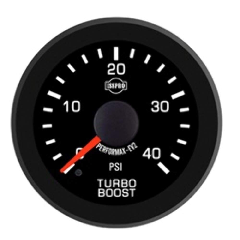 R17333 EV² Electronic Turbo Boost Gauge 0-40 PSI - Full Kit with Black Face, Red Pointer & Green Backlight | Performance Monitoring for Cars, Trucks & Racing Vehicles