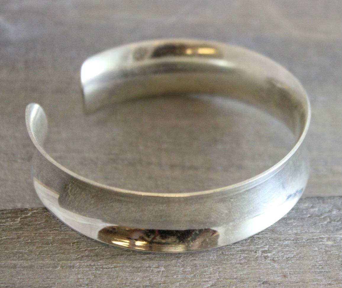 Handmade Smooth Sterling Silver 15mm Cuff Polished Bangle Bracelet for Women - Elegant Jewelry Gift for Birthday, Valentine's Day, Mother's Day - Perfect for Weddings, Anniversaries & Special Occasions