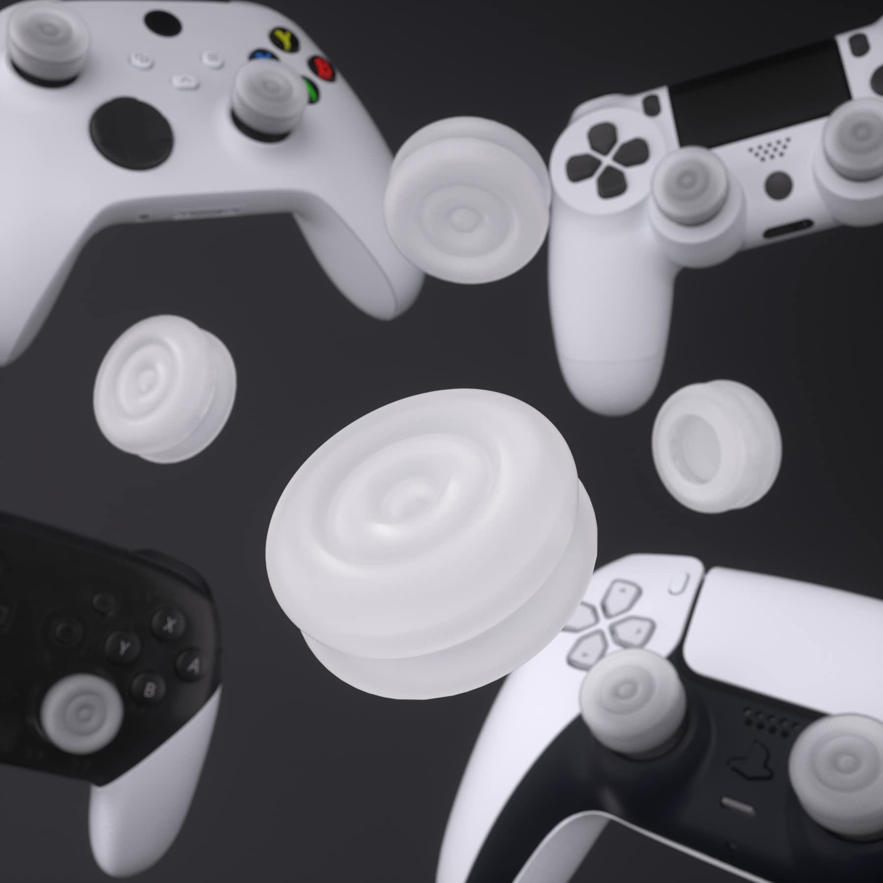 PlayVital Transparent Thumbstick Caps for PS5, PS4, Xbox Series X/S, Xbox One/Elite Series 2 & Switch Pro Controller - Premium Joystick Grips for Enhanced Gaming Comfort - Perfect for FPS, Racing & Long Gaming Sessions
