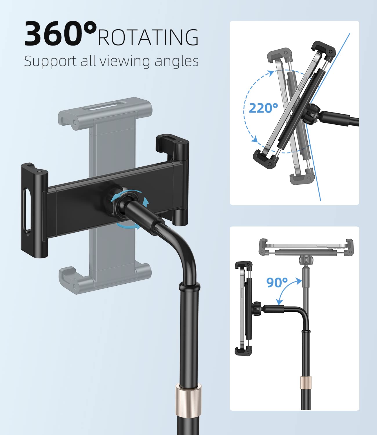 Adjustable Tablet Stand Holder for Desk - Universal Phone & iPad Stand with Thick Case Support (4.7-12.9