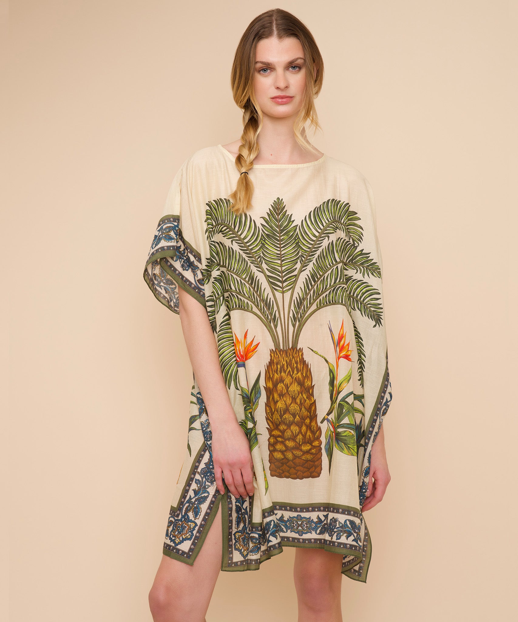 Palma Paradise Caftan - Flowy Beach Cover Up Dress for Women | Boho Summer Maxi Dress with Pockets | Perfect for Poolside, Vacation & Resort Wear