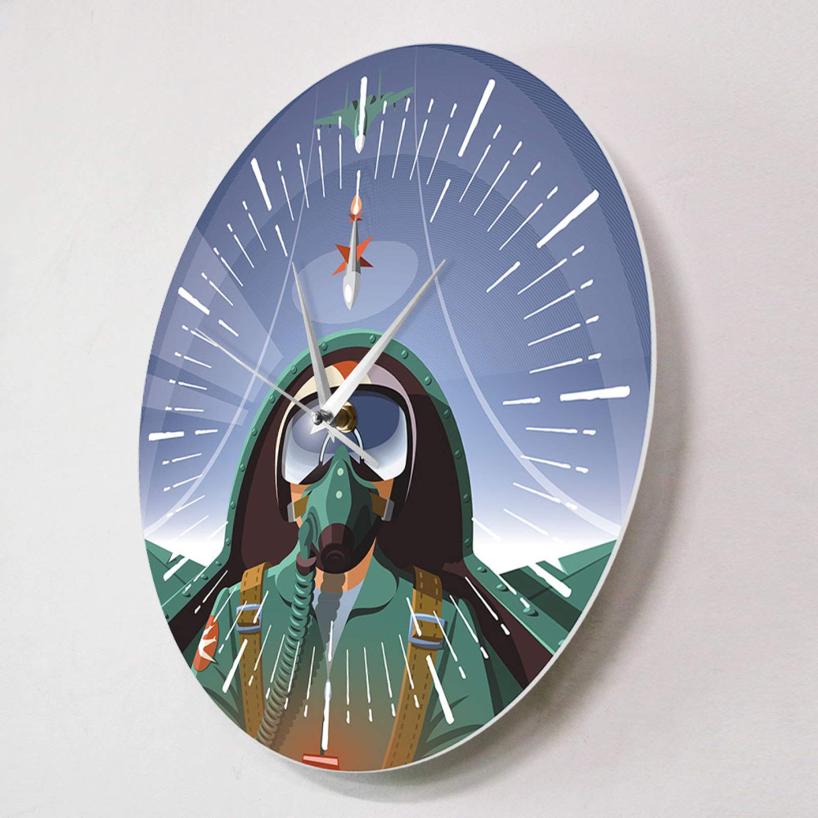 Military Pilot Aircraft Cockpit Wall Clock - Aviation Themed Home Decor & Wall Art - Perfect for Pilot Gifts, Man Cave, Office or Living Room Decor