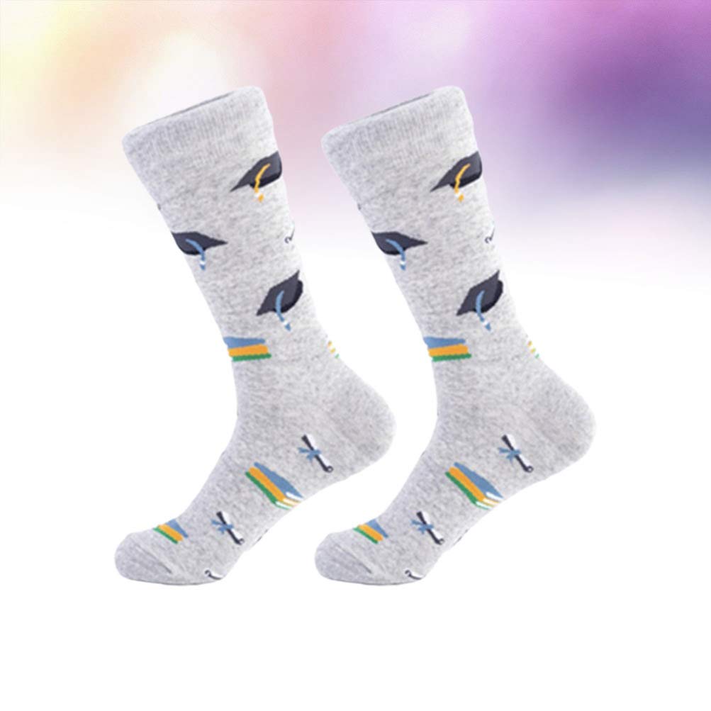 PRETYZOOM Graduation Crew Socks for Women & Men - 1 Pair Novelty Grad Cap Design Fun Party Stocking Stuffers - Perfect for College Graduation Gifts, School Celebrations & Graduation Party Favors