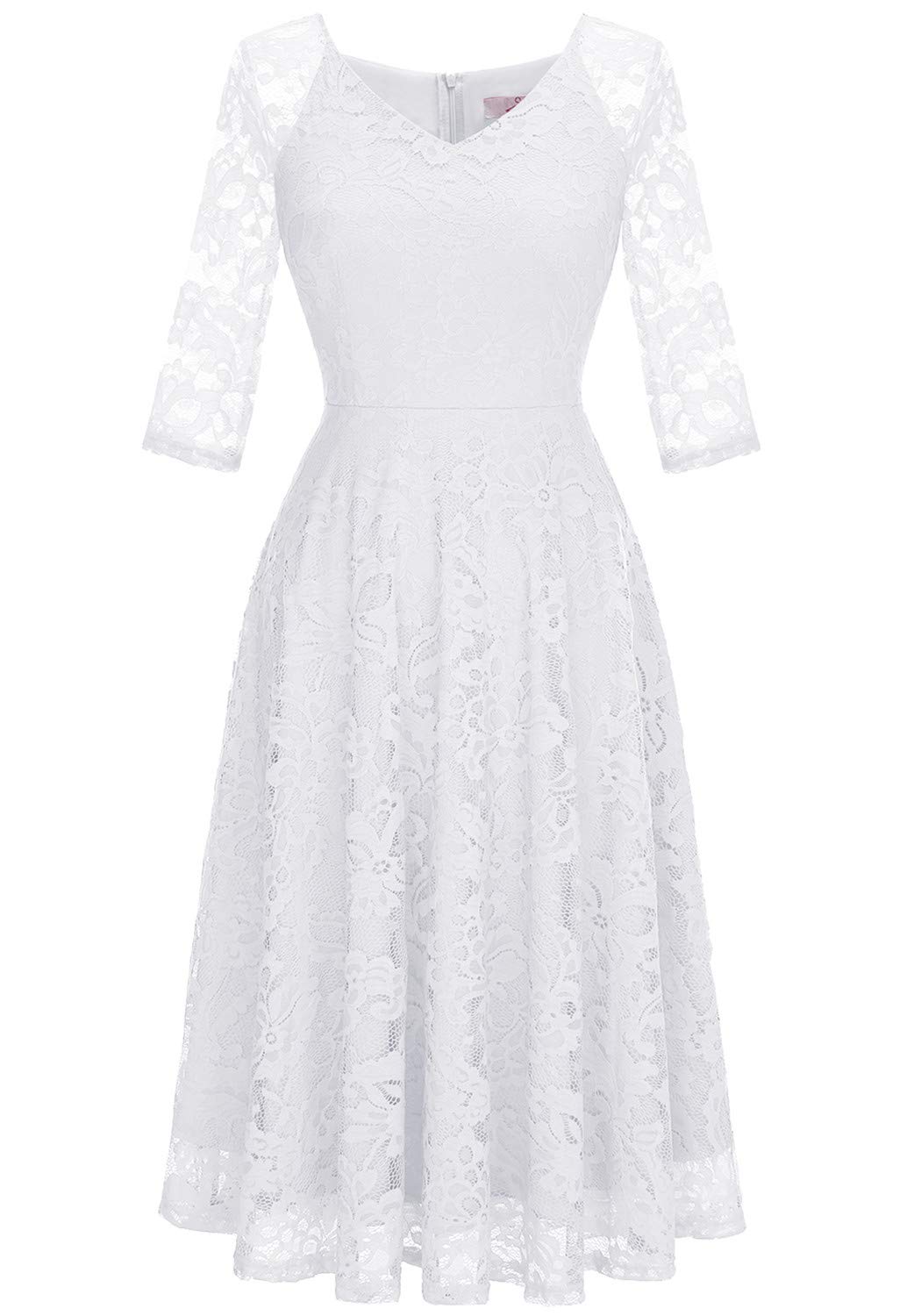 Elegant Long-Sleeve Lace Wedding Guest Dress for Women - A-Line Formal Cocktail Party Midi Dress & Prom Gown | Perfect for Weddings, Galas, and Special Occasions