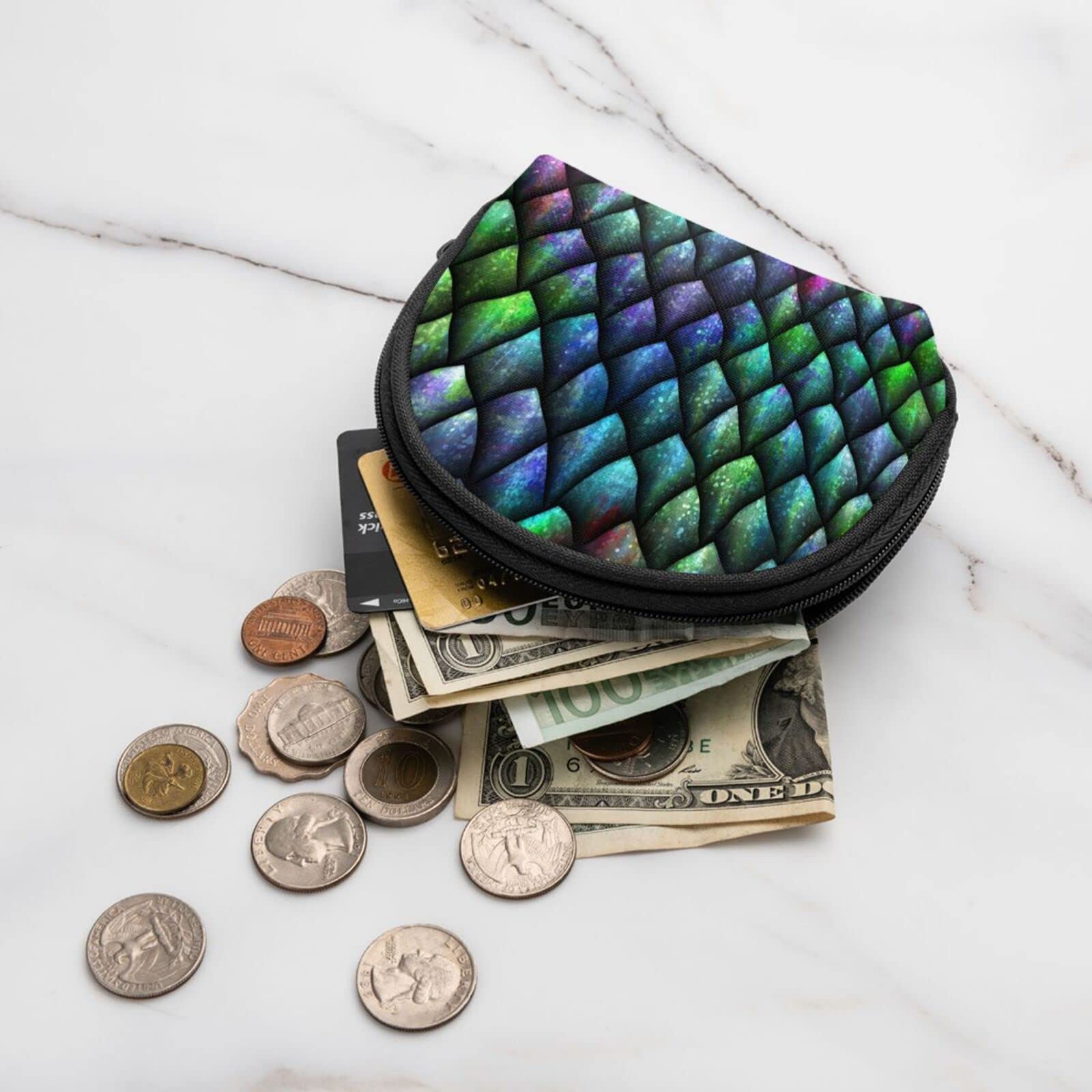 Dragon Scale Coin Purse - Zippered Wallet for Men & Women | Unique Change Holder for Coins & Cash | Perfect for Cosplay, Renaissance Fairs & Everyday Use