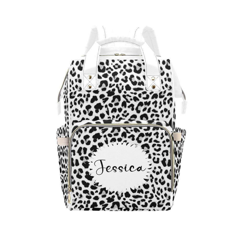Personalized Leopard Print Baby Diaper Backpack for Moms - Large 15