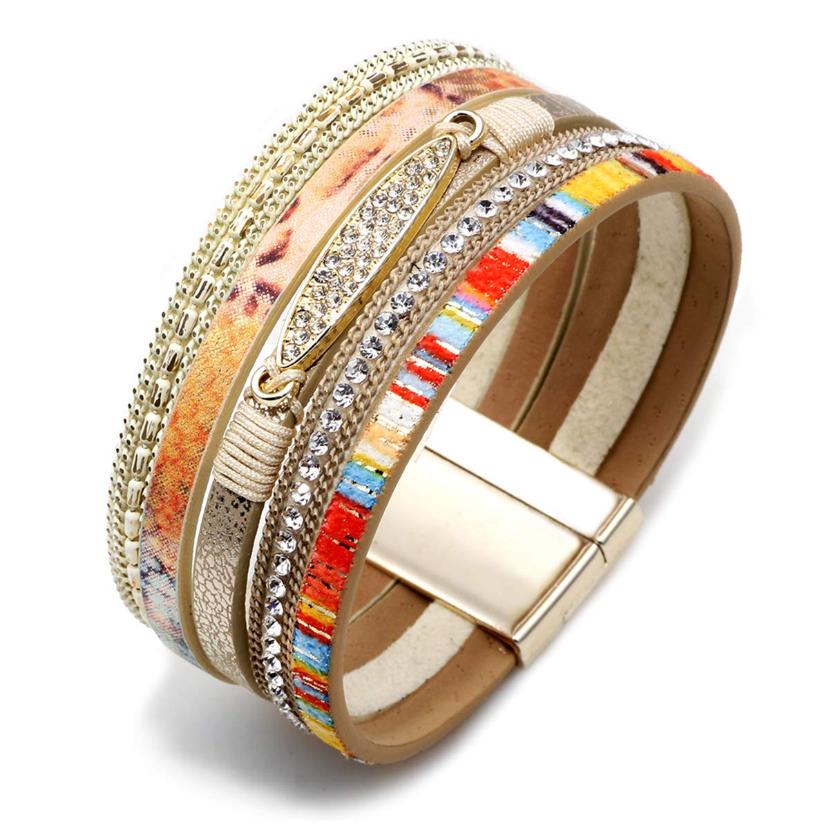**Inspirational Leather Wrap Bracelet for Women – Boho Cuff Bracelet with Tree of Life Design, Pearl & Crystal Beads, Magnetic Clasp – Unique Jewelry Gift for Women & Teen Girls – Perfect for Daily Wear, Parties & Special Occasions**