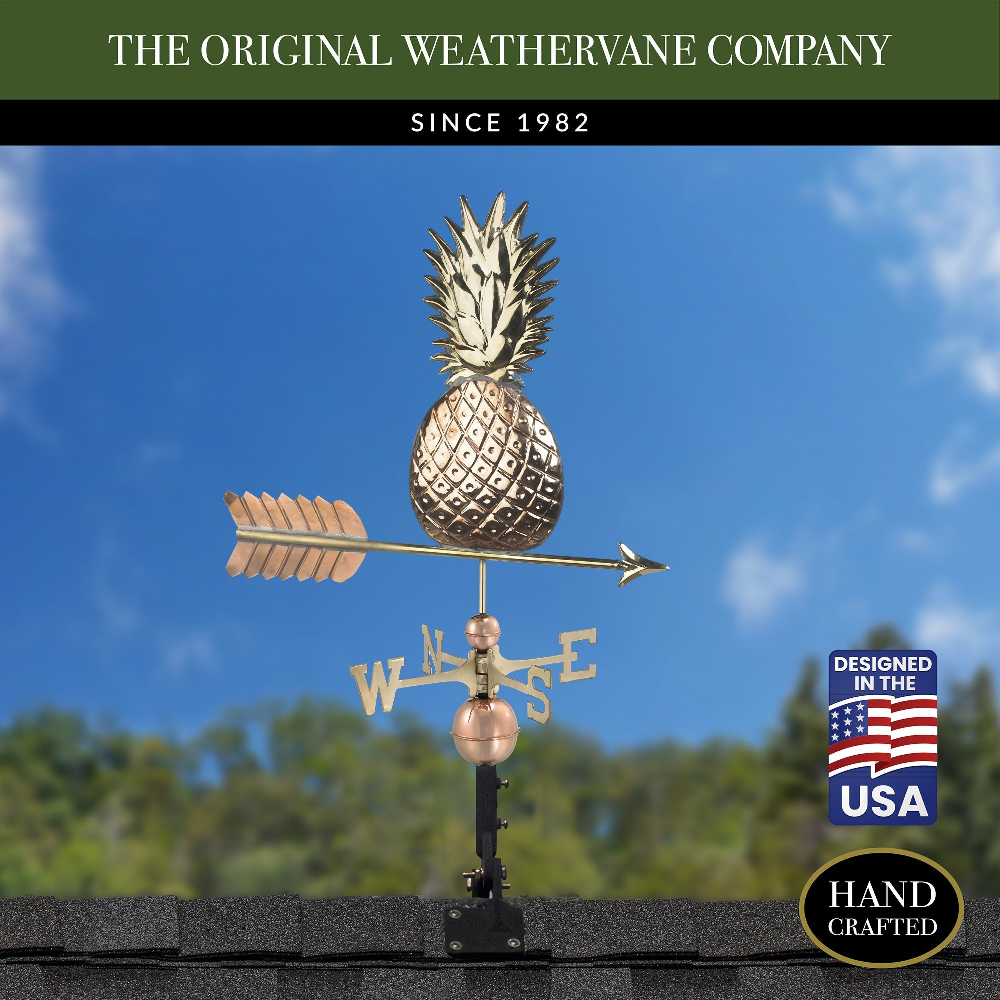 Handcrafted Pineapple Weathervane for Garden & Roof Decor - Unique Outdoor Metal Weather Vane with Spinning Design - Perfect for Farmhouse, Beach House, or Tropical-Themed Yard