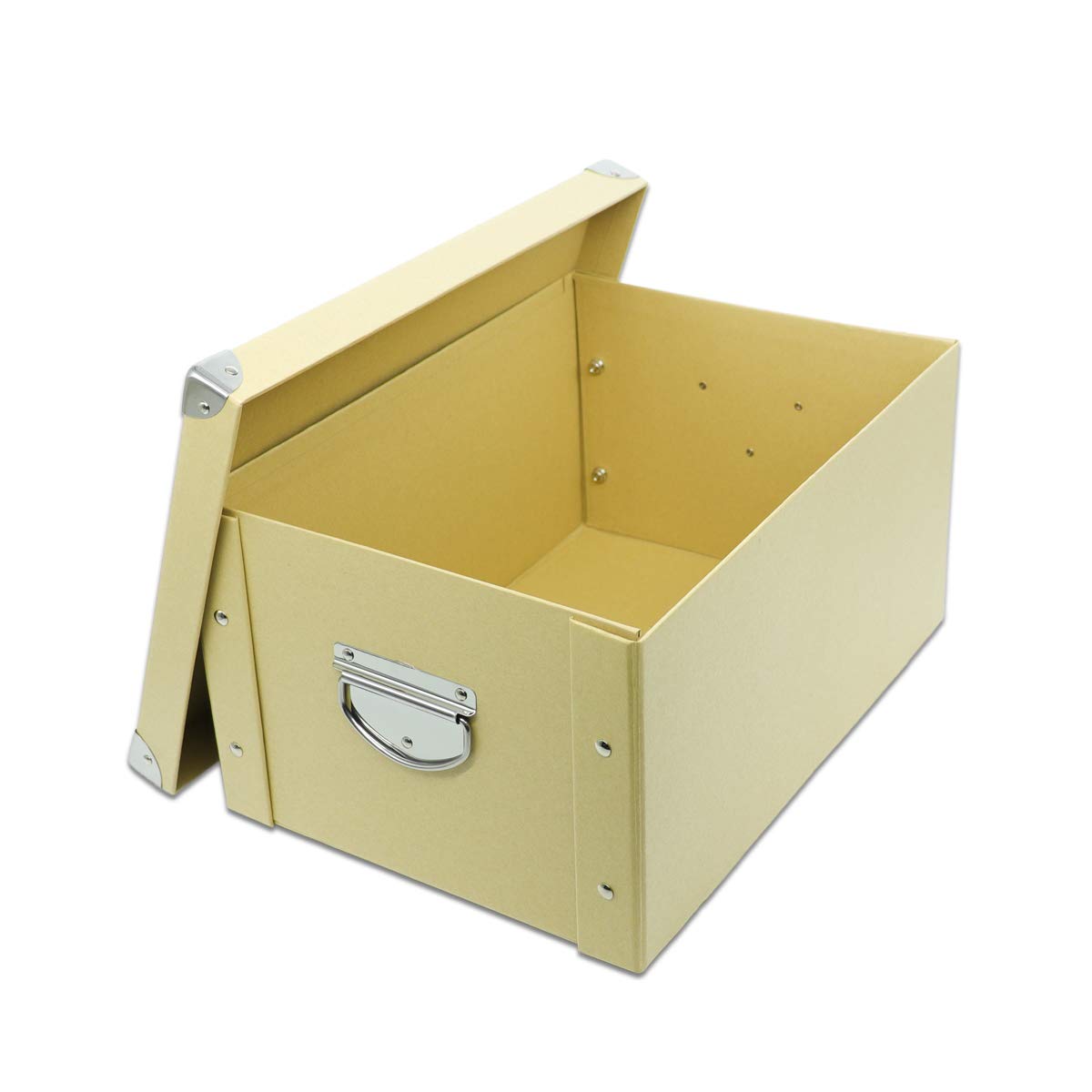 GUOZI Collapsible Storage Box - Decorative Memory Organizer with Lid & Reinforced Metal Corners, Cardboard File Bin with Handles for Keepsakes, Toys, Photos | Perfect for Office, Nursery, Wardrobe & Bookshelf Organization