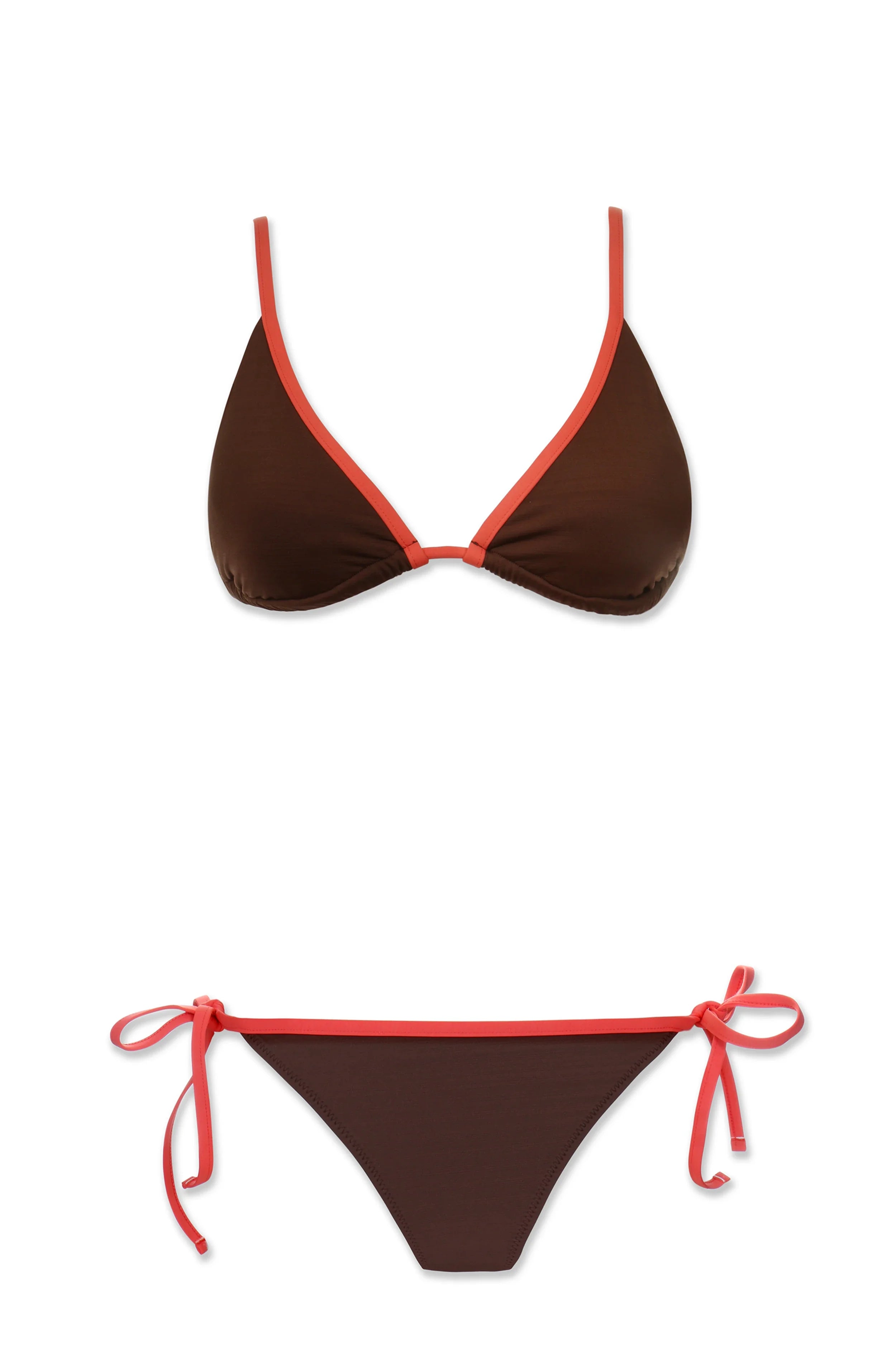 Textured Chocolate Coral String Bikini Bottom with Binding - Perfect for Beach Vacations & Poolside Relaxation
