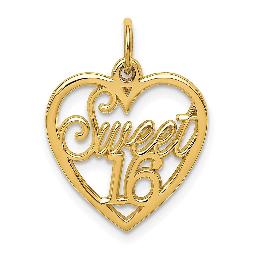 14K Yellow Gold Sweet Sixteen Birthday Charm Necklace - 16th Birthday Gift for Girls & Women - Elegant Pendant Jewelry for Special Occasions, Graduation, Quinceañera & Milestone Celebrations