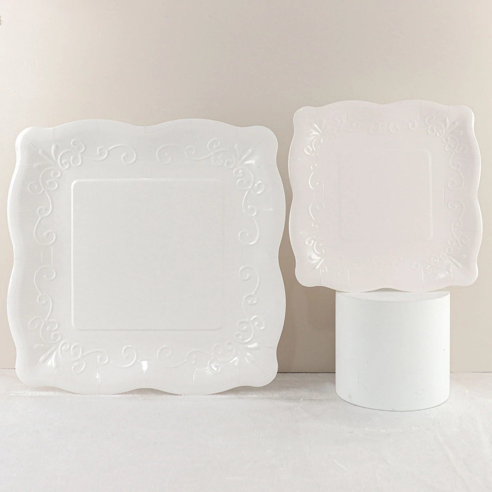 25 Pack Square Disposable Dessert Plates with Elegant Scroll Design - Perfect for Parties, Weddings, and Dinner Events
