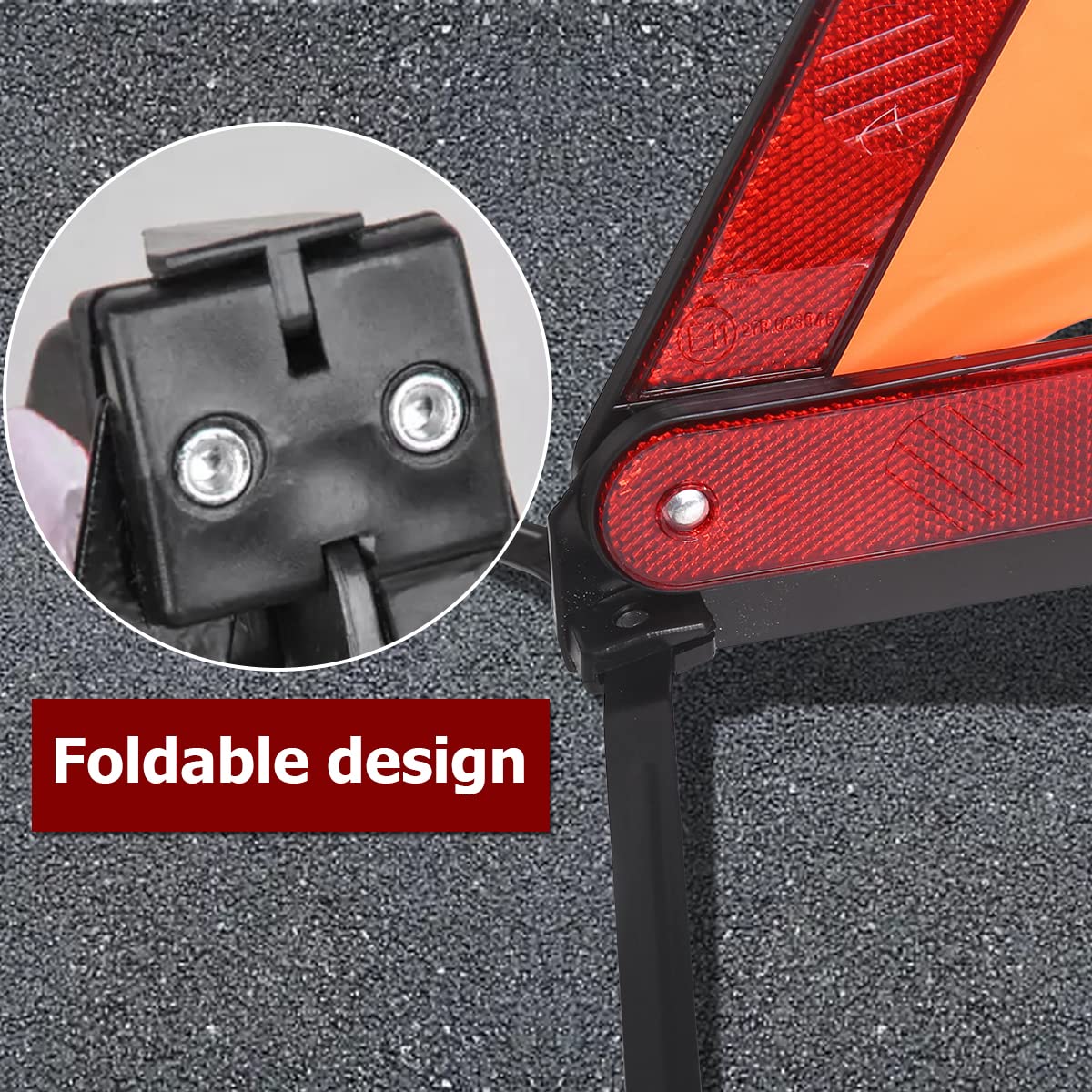 Foldable Reflective Warning Triangles for Cars - Emergency Road Safety Kit for Vehicle Breakdown & Slow Moving Vehicles | Ideal for Roadside Emergencies, Truck Safety & Hazard Visibility