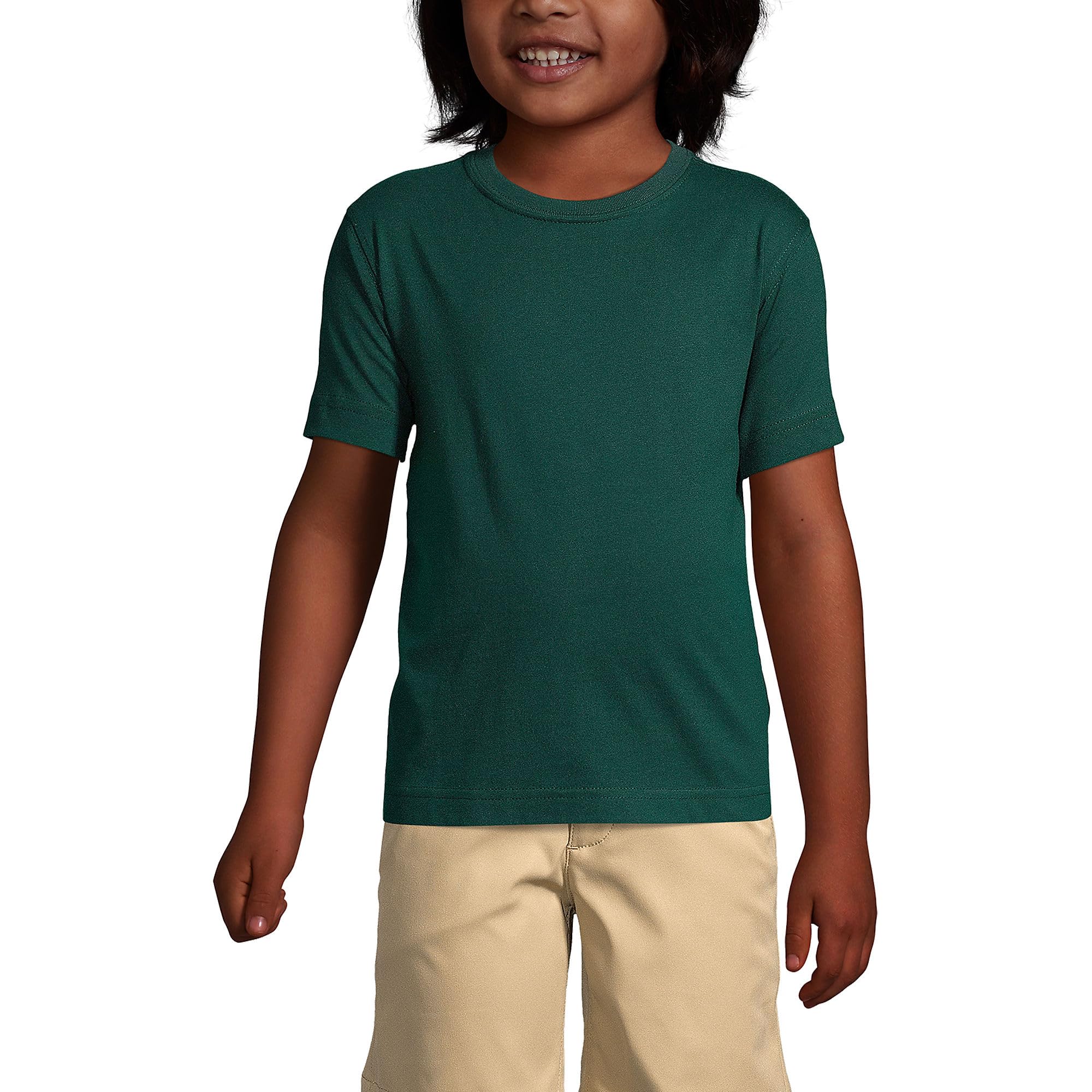Lands' End Boys Short Sleeve Essential T-Shirt for School Uniforms | Comfortable Cotton Tee for Kids | Perfect for Classrooms, Playtime & Everyday Wear