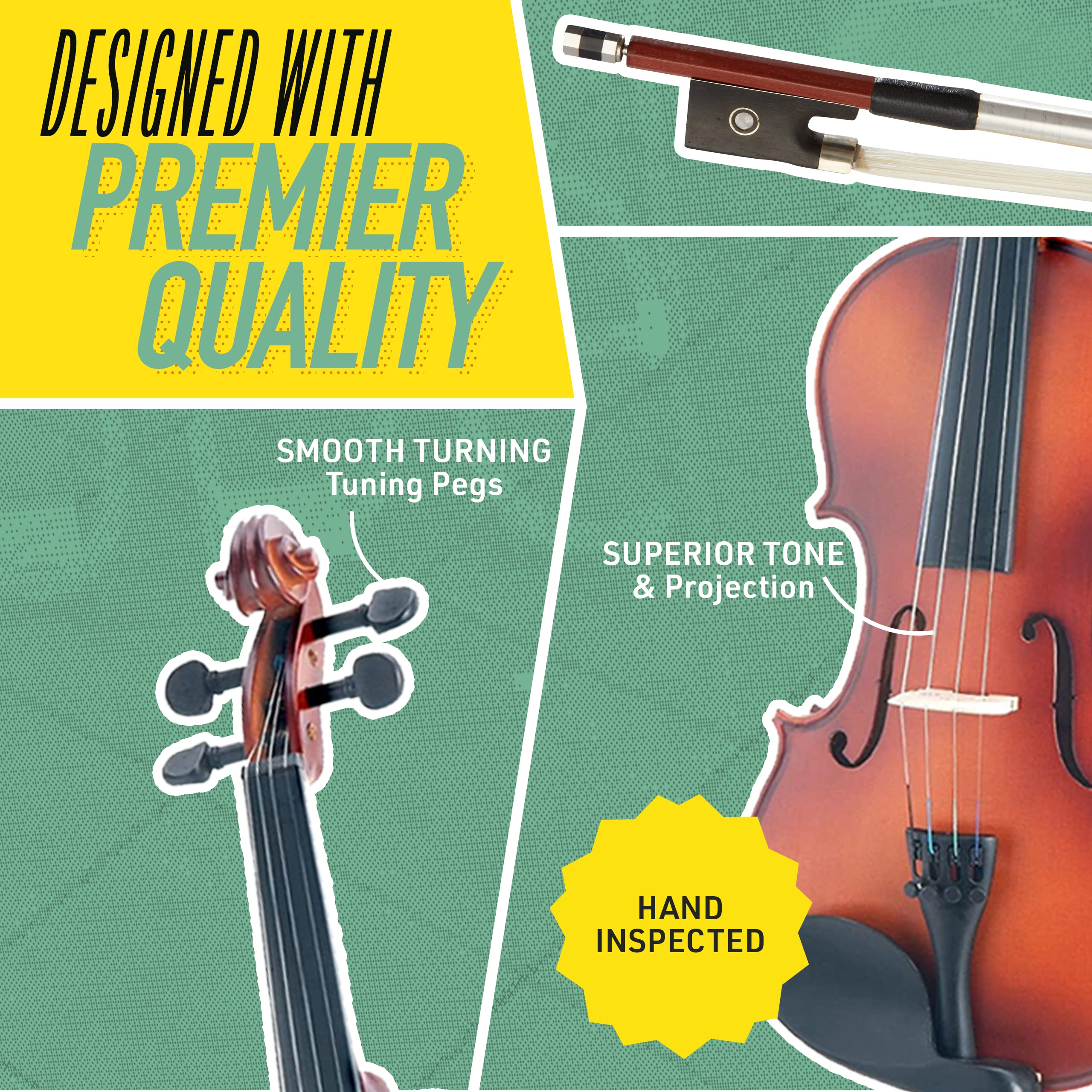 Mendini by Cecilio MV300 1/4 Size Satin Antique Violin Kit for Kids & Adults - Beginner & Student Violin with Case, Bow, Extra Strings, Tuner & Lesson Book - Perfect for Music Lessons, Practice & Performances - Stringed Musical Instrument