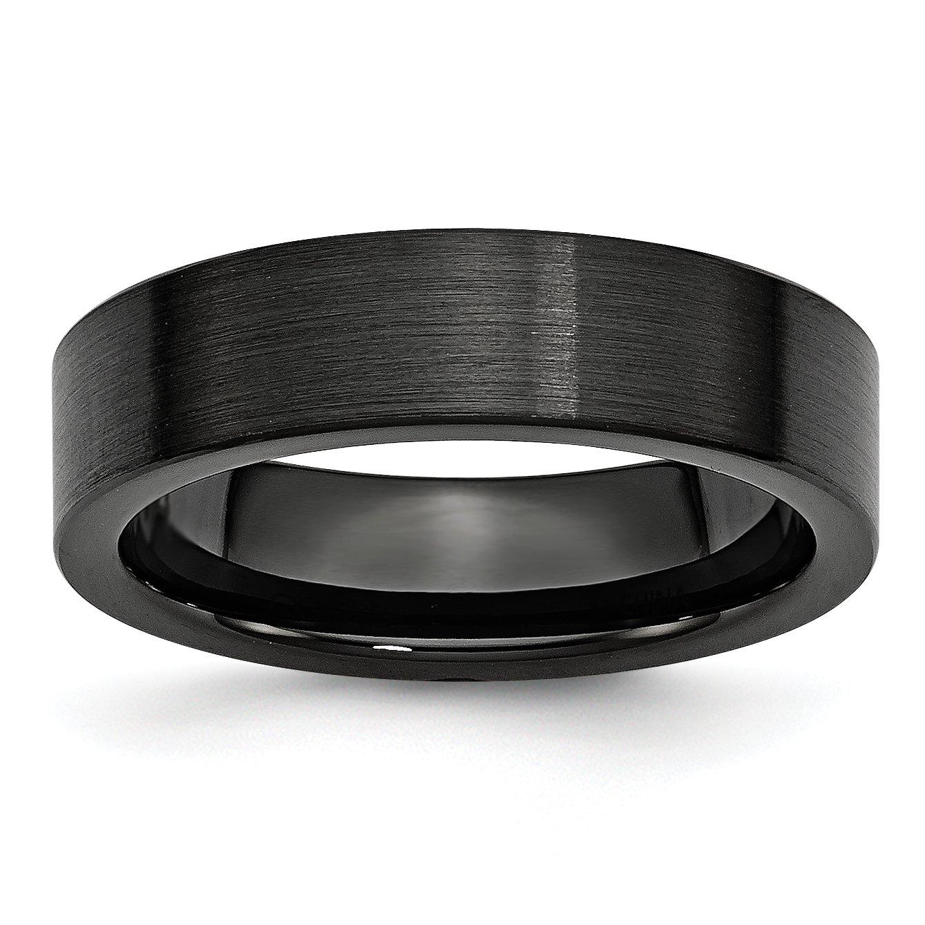 Black Ceramic Wedding Band Ring for Men - 6mm Flat Brushed Finish - Durable & Comfortable for Everyday Wear, Anniversaries, and Special Occasions