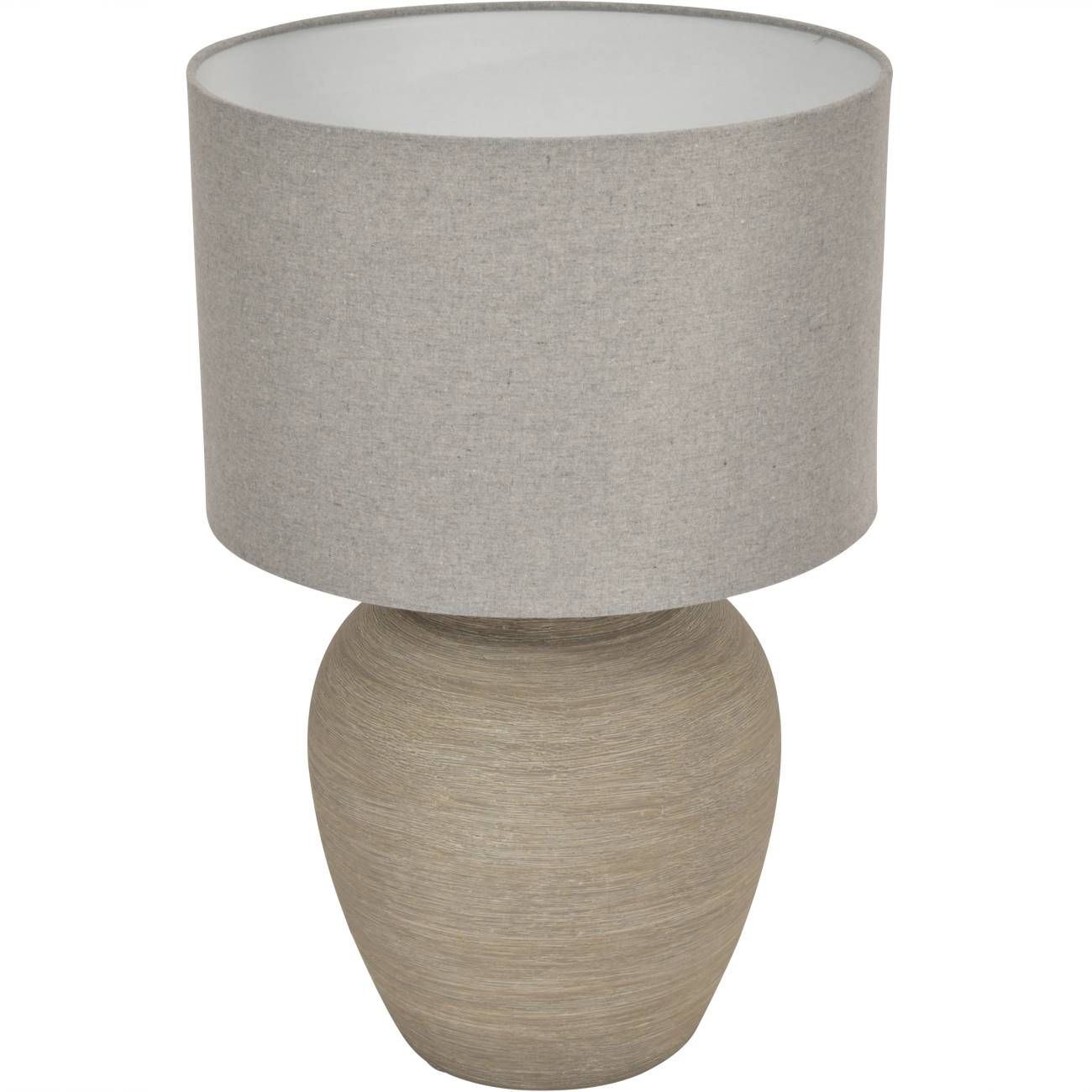 Elegant Baslow Etched Grey Ceramic Table Lamp with Fabric Shade - Small & Large Size for Bedroom, Living Room, or Office Decor