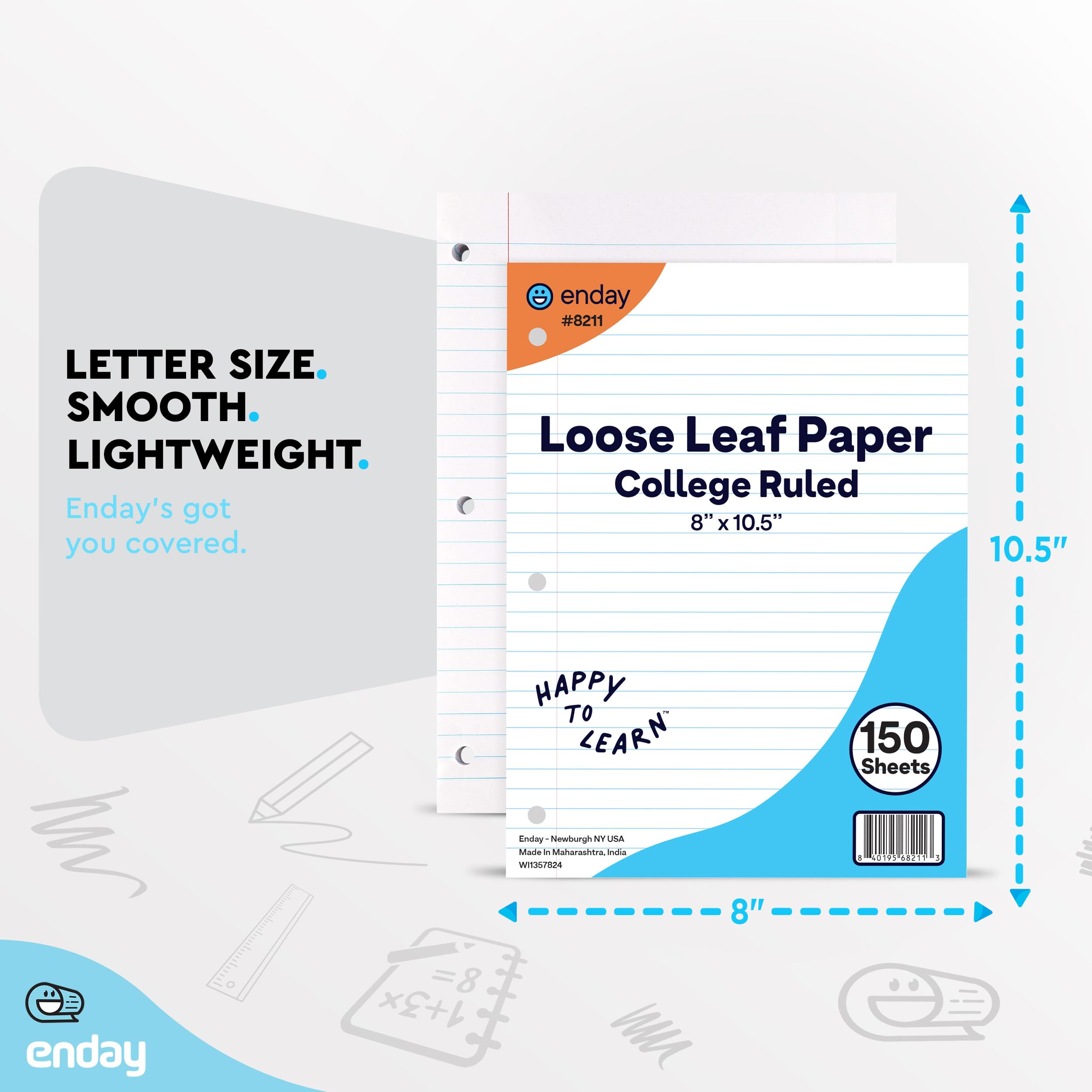 Enday College Ruled Loose Leaf Paper - 8