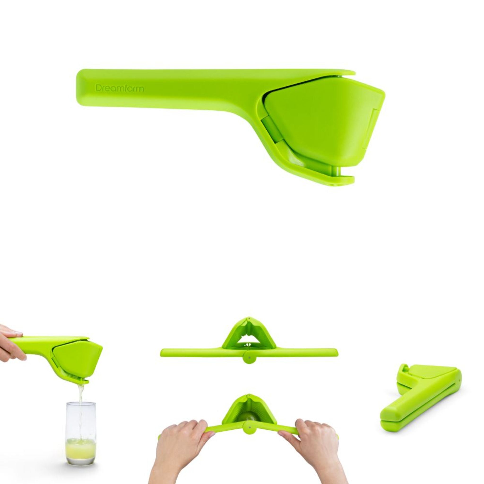 DreamFarm Stainless Steel Manual Citrus Juicer - Lime, Lemon & Orange Squeezer with Non-Slip Base (SH DFFU3468 GR) - Perfect for Fresh Juice, Cocktails & Healthy Drinks at Home