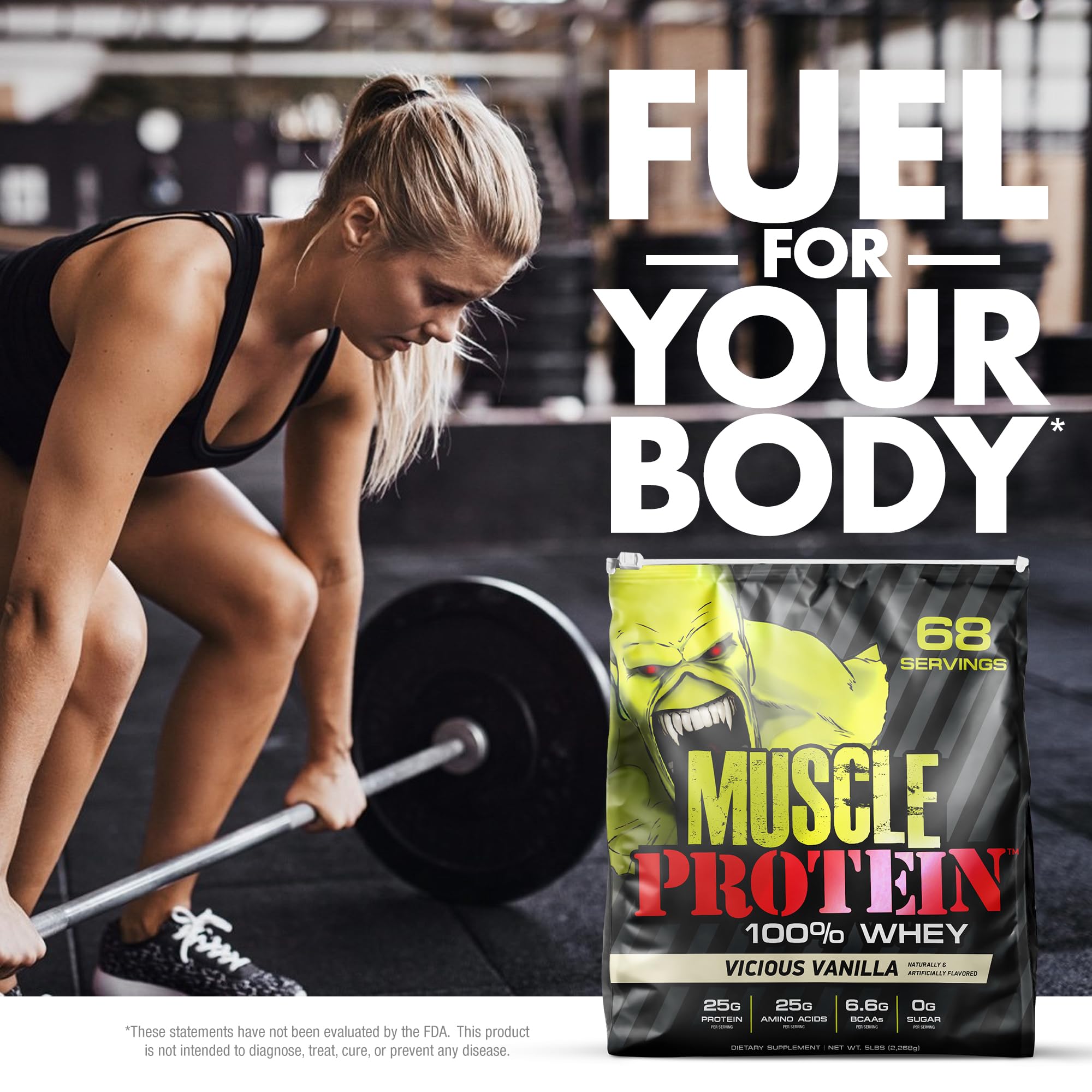 Muscle Protein Whey Powder - 5 lbs Cold Filtered Whey Protein with 25g Pure Protein & 6.6g BCAAs per Serving (Vanilla) - Ideal for Post-Workout Recovery & Muscle Building