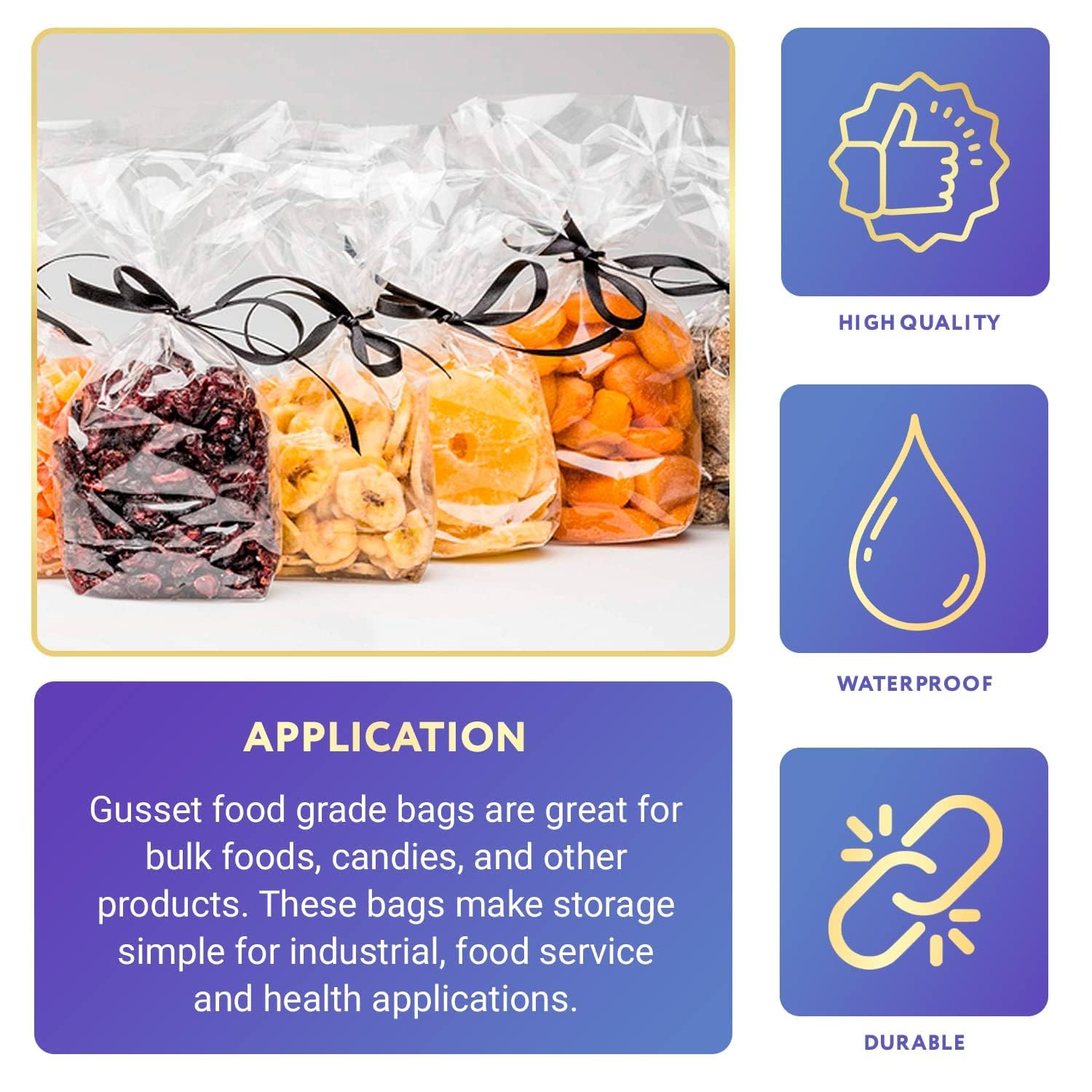 APQ 1000 Pack Clear Polyethylene Gusseted Bags 6x4x15 Inches - 1.5 Mil Thick Expandable Side Gusset Bags for Food Storage, Packaging, Retail & Industrial Use - Open Ended Bags for Bakery, Crafts, Medical Supplies & More