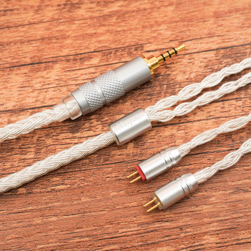 Yinyoo 16 Core Silver Plated Upgrade Cable for IEMs - 2.5mm/3.5mm/4.4mm Balanced & Unbalanced - Compatible with MMCX/2PIN/QDC Connectors - Perfect for Audiophiles, Musicians & Studio Monitoring