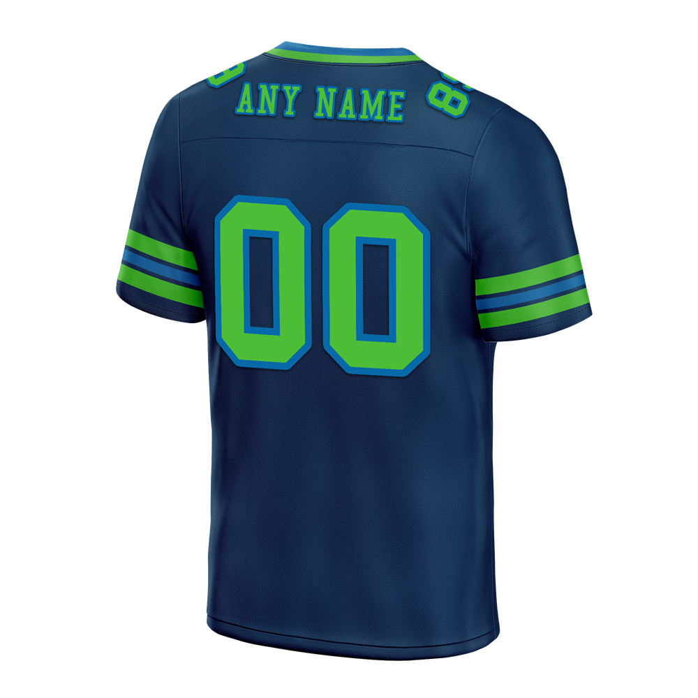 Custom Blue & Green Striped Personalized Authentic Football Jersey FBJ02 - Perfect for Game Day, Team Sports & Fan Gifts