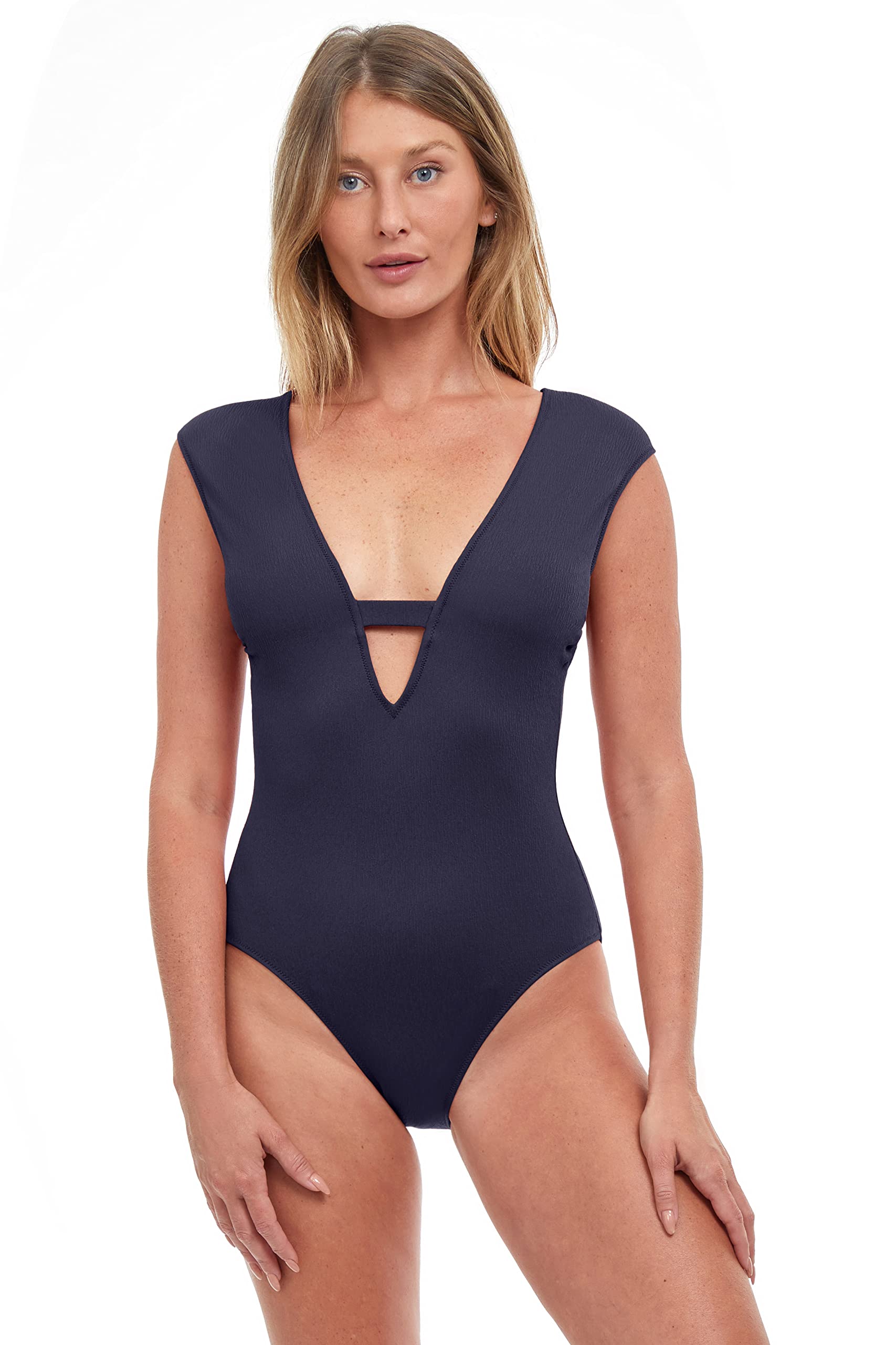 Gottex Women's Standard Elle Deep Plunge One Piece Swimsuit - Sexy High Cut Bathing Suit for Beach, Pool & Vacation | Tummy Control & Adjustable Straps