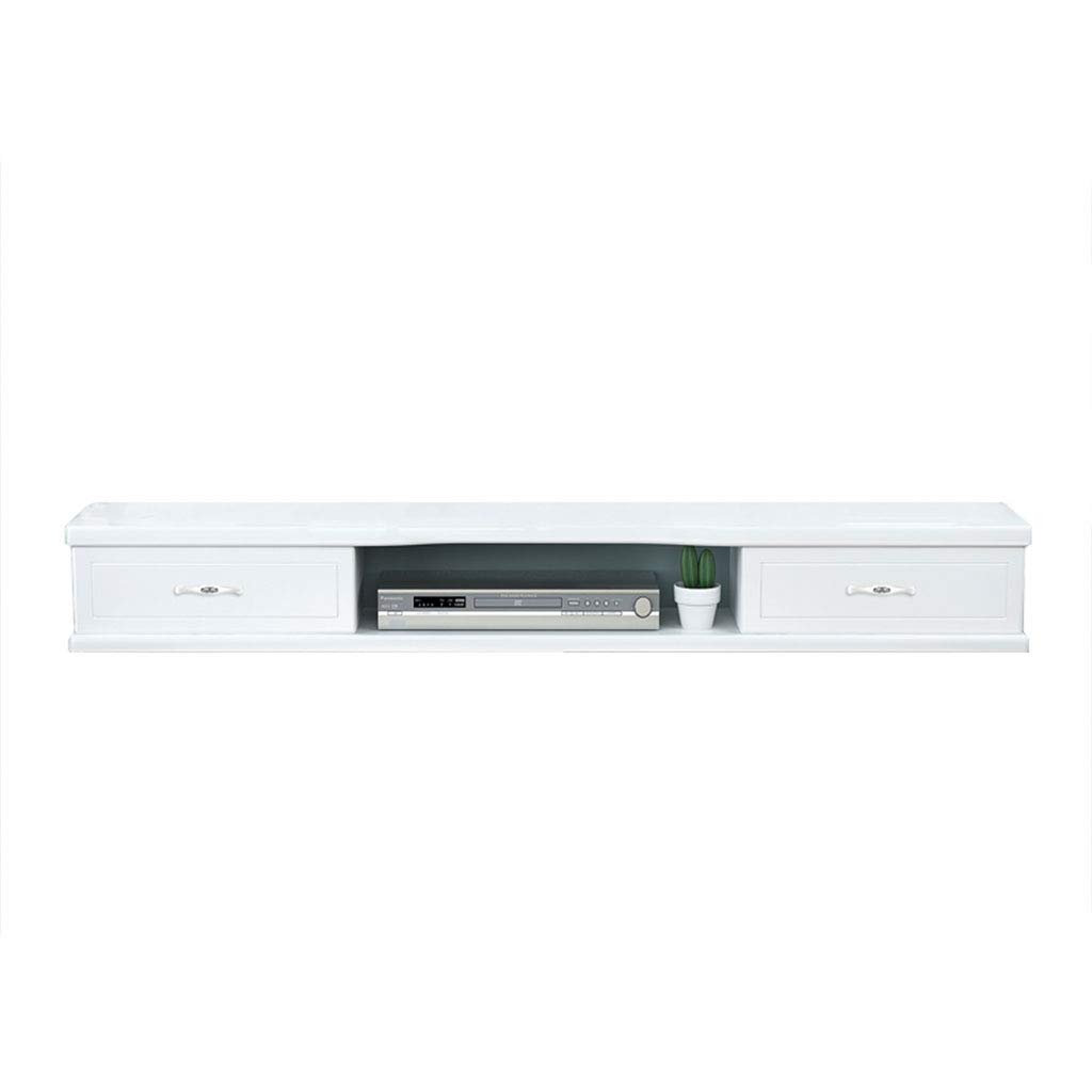 White 100cm Wall Mounted TV Cabinet - Space Saving Floating Shelf for Living Room & Bedroom - Perfect for Set Top Box Storage & Room Partition Decoration