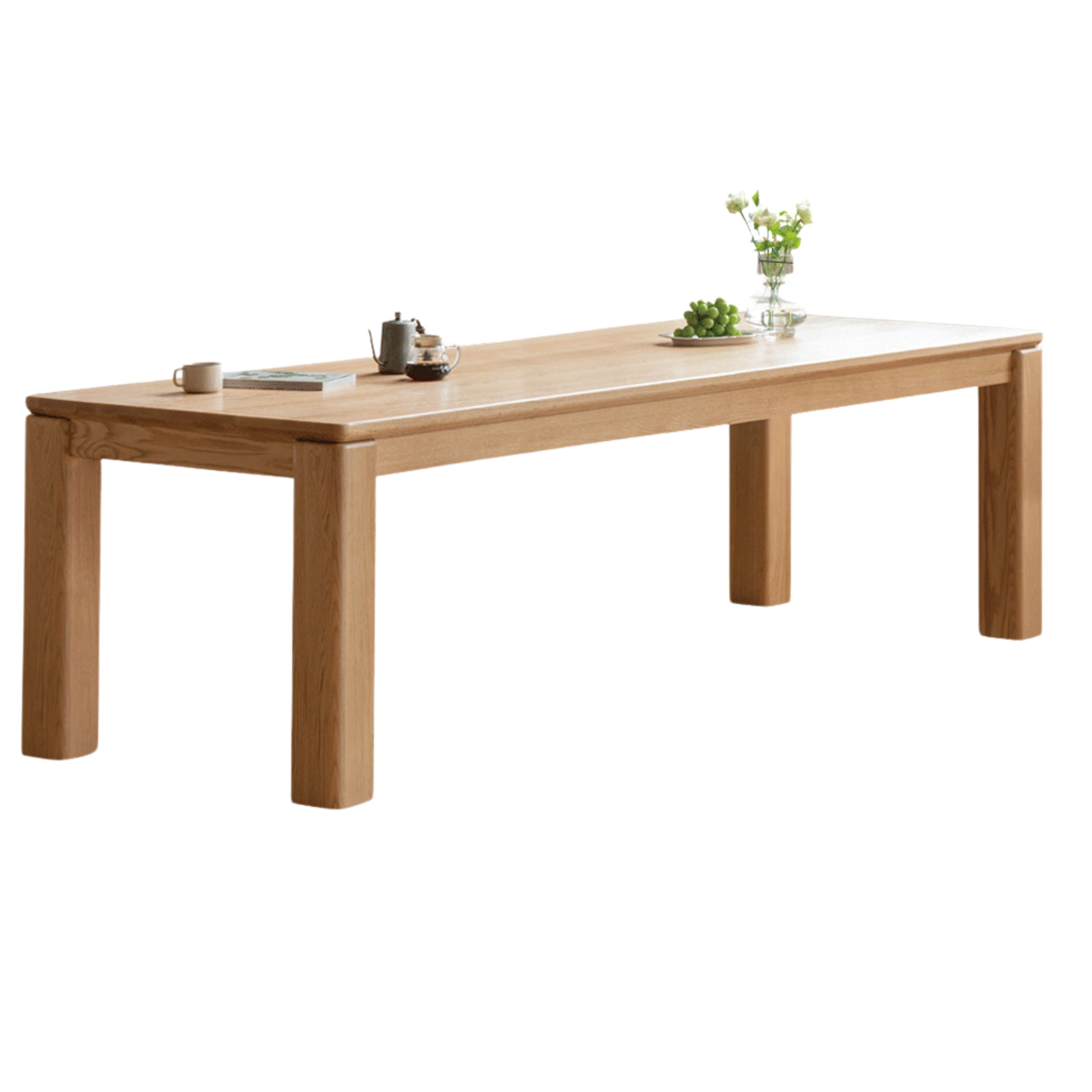 Solid Oak Wood Dining Table with Thick Legs - Rustic Farmhouse Style for Kitchen, Dining Room & Home Decor