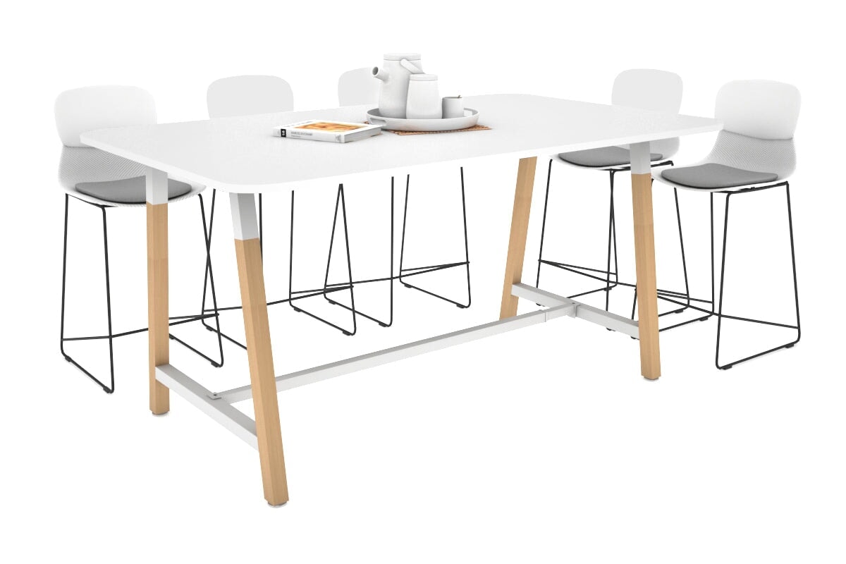 Premium Quadro A-Legs Counter Table with Rounded Corners - Solid Wood Legs & Cross Beam [1800L x 1100W] - Perfect for Kitchen Islands, Dining Areas & Commercial Spaces