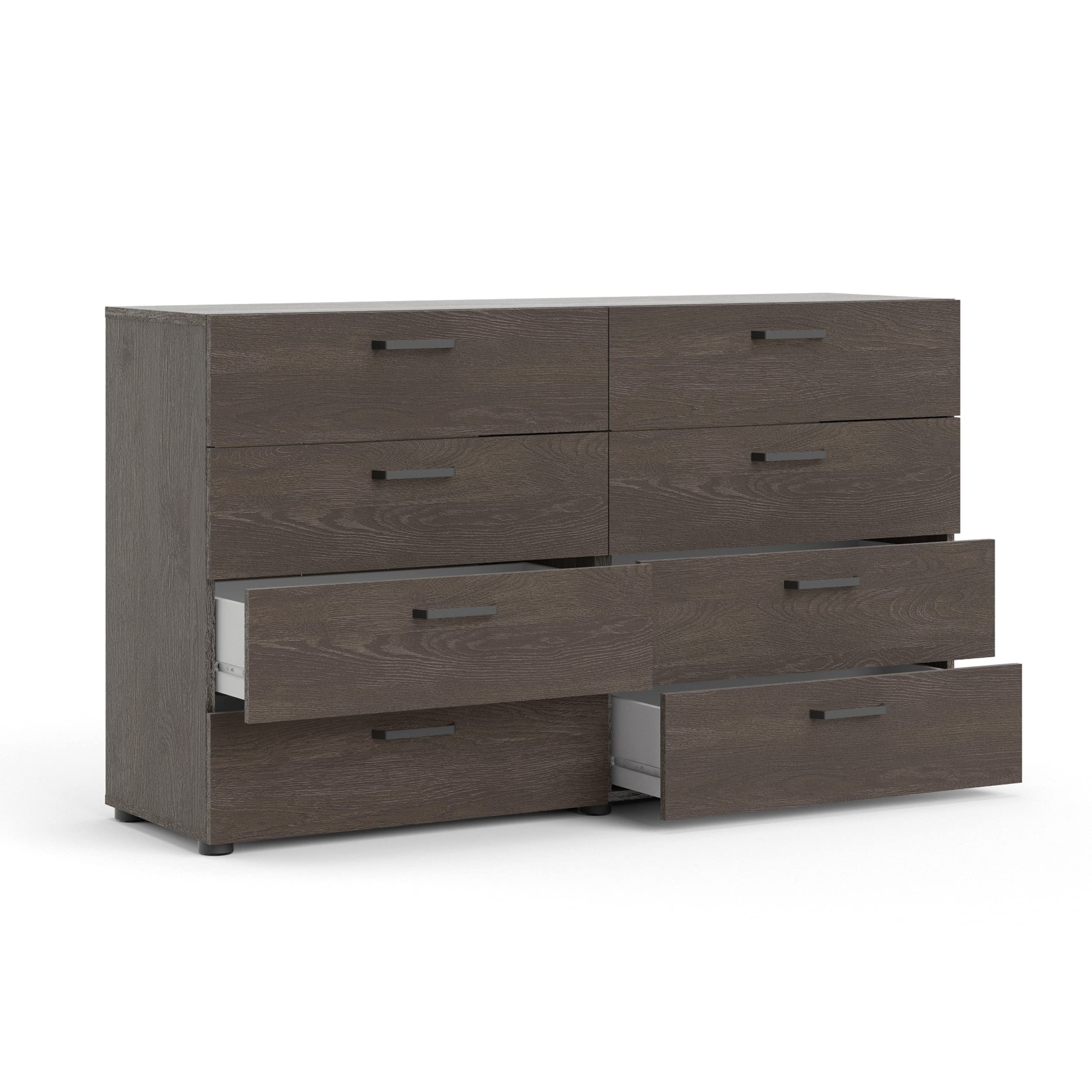 Tvilum 8-Drawer Double Dresser in Dark Chocolate - Modern Bedroom Storage Solution for Clothes, Linens & Accessories