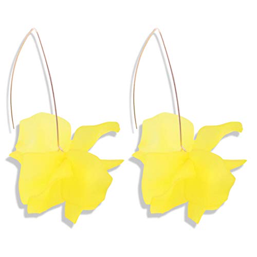 Boho Acrylic Rose Petal Drop Earrings-Yellow