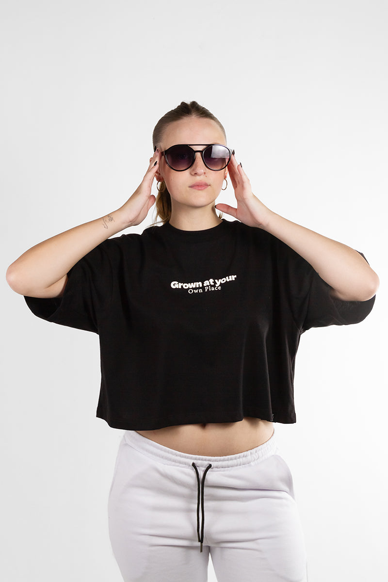 Ocn Boxy Tee - Black Relaxed Fit T-Shirt for Men & Women | Soft Cotton Unisex Casual Top (Size S3) | Perfect for Streetwear, Lounge & Everyday Outfits