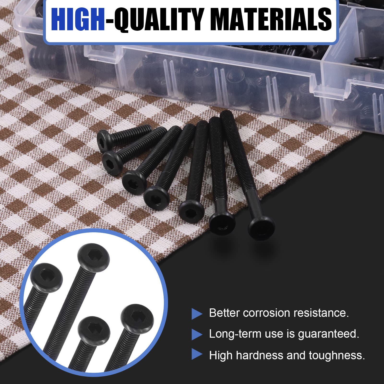 Glarks 128Pcs M6 Baby Bed Screws Kit with Nuts & Wrench for Furniture & Woodworking