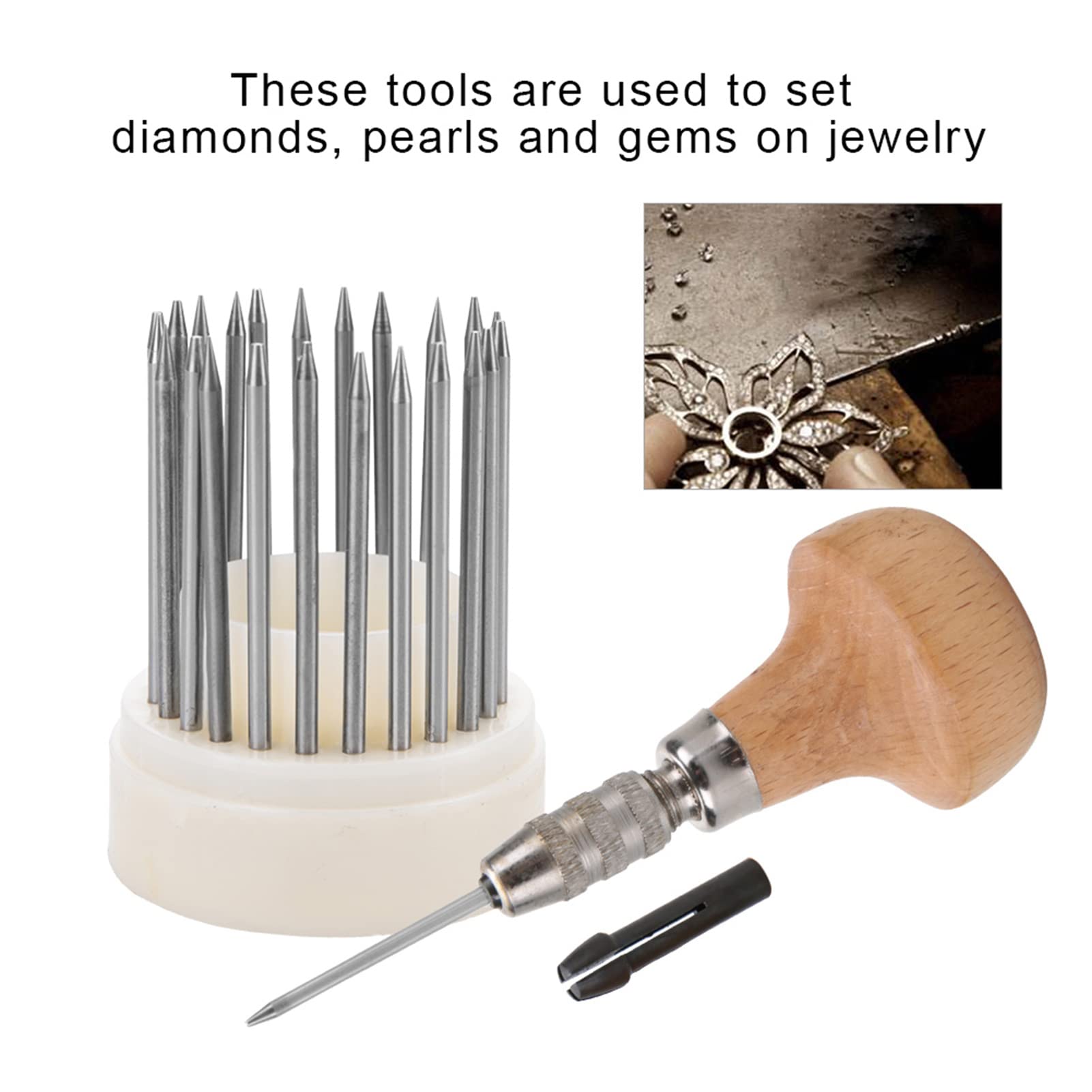 23-Piece Jewelry Engraving & Beading Tool Kit - Metal Bead Grain & Stone Setting Tools for Jewelry Making & Crafting - Perfect for DIY Jewelry Design, Metal Engraving & Gemstone Setting Projects